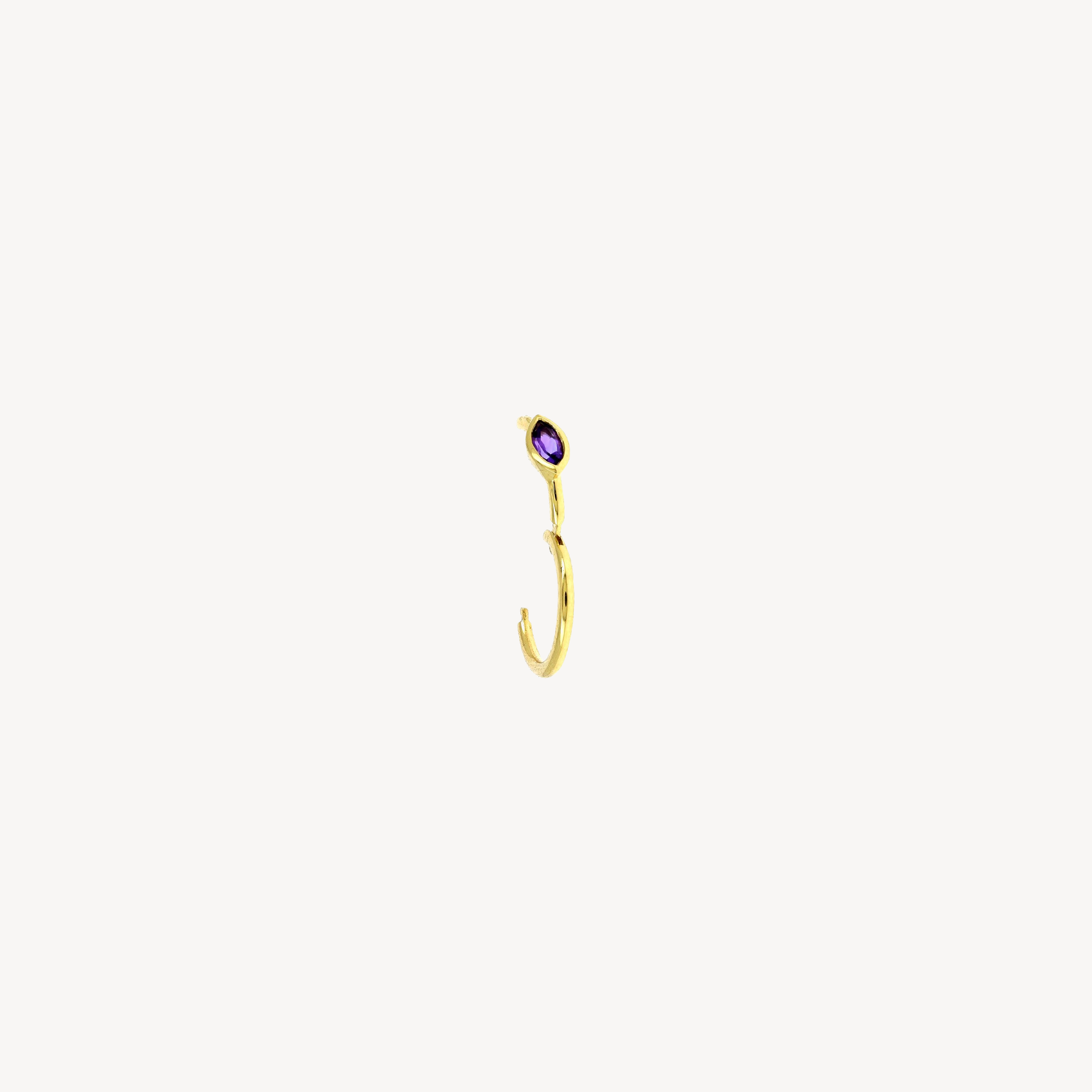 Piercing Hoop 8mm Amethyst Marquise 3x2mm Yellow Gold