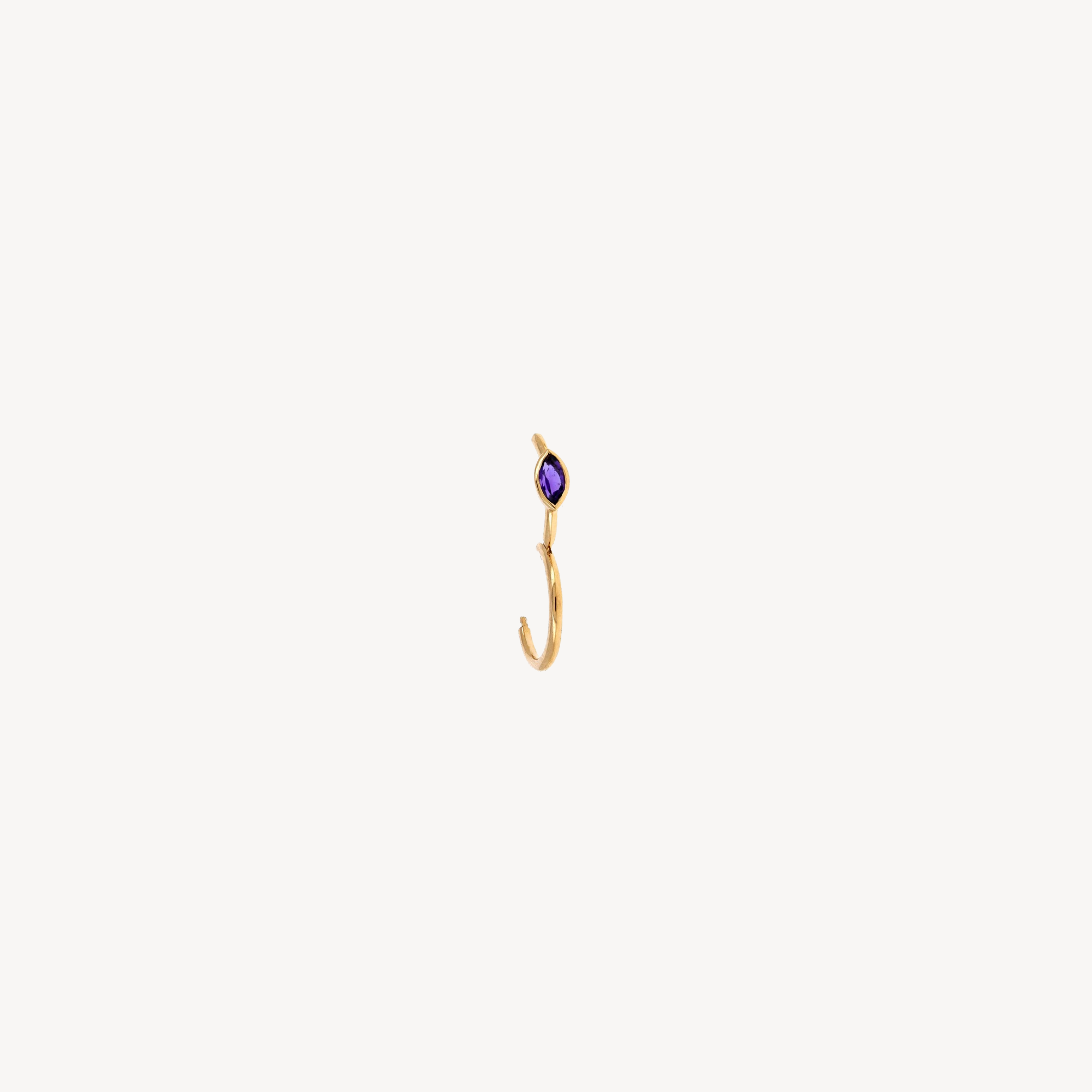 Piercing Hoop 8mm Amethyst Marquise 3x2mm Rose Gold