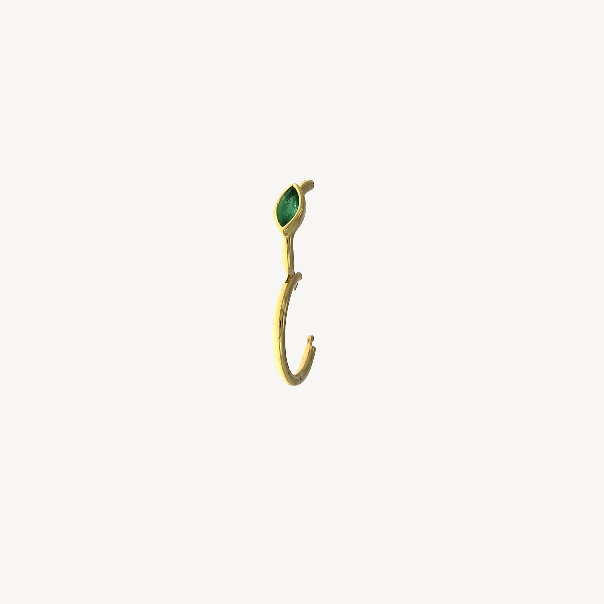 Piercing Hoop 8mm Emerald Marquise 3x2mm Yellow Gold