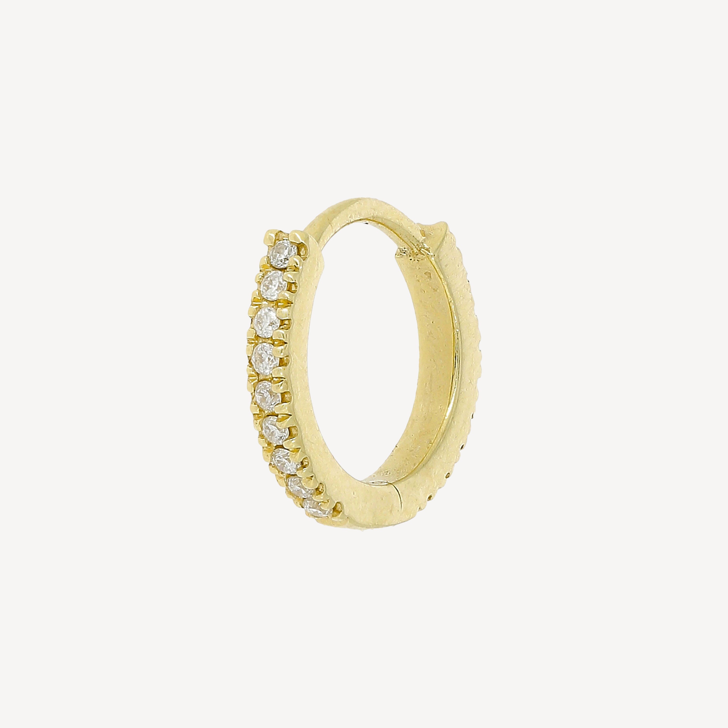 Hoop 8mm Full Pavé Yellow Gold