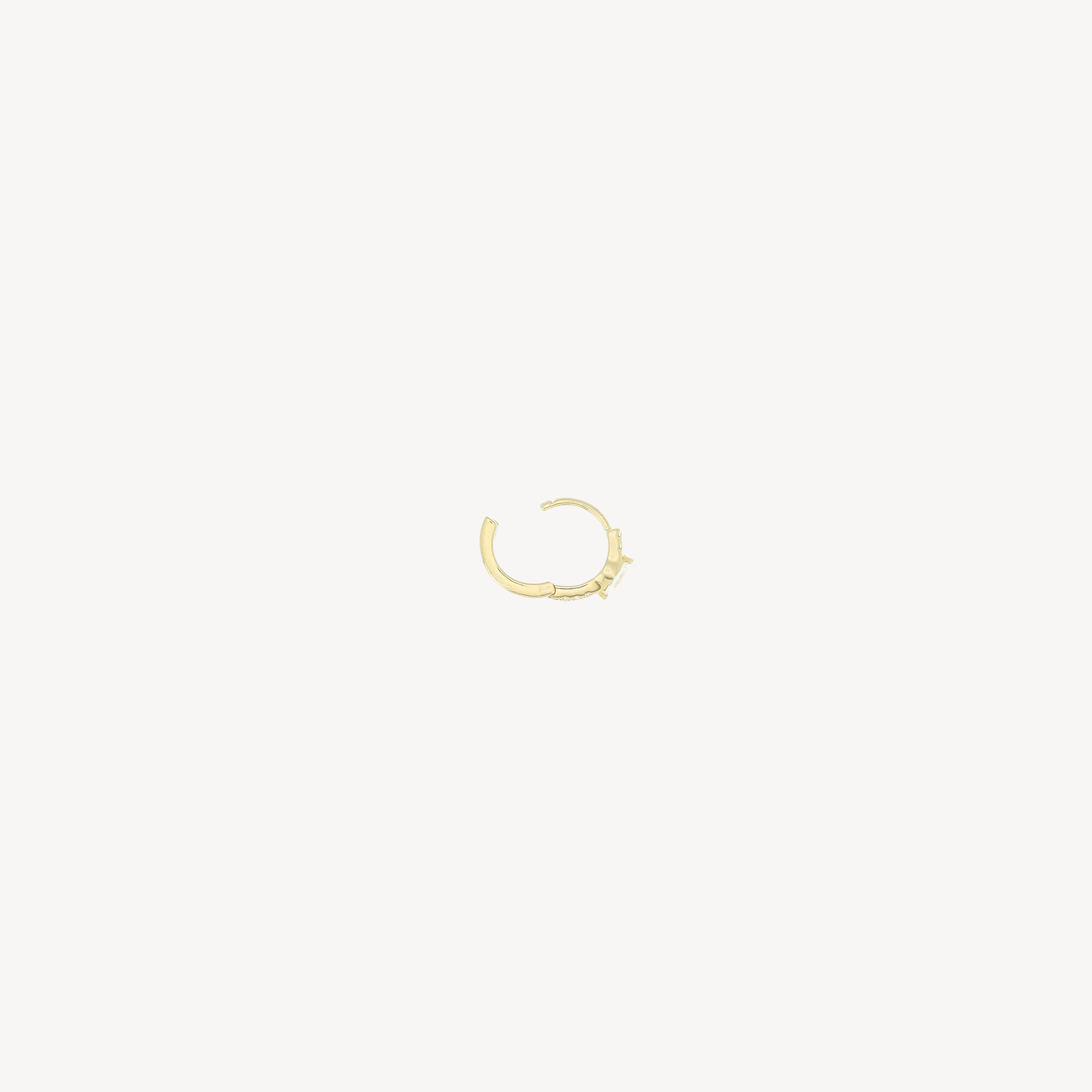 Piercing Hoop 8mm Marquise 4.5mm Half Paved Yellow Gold