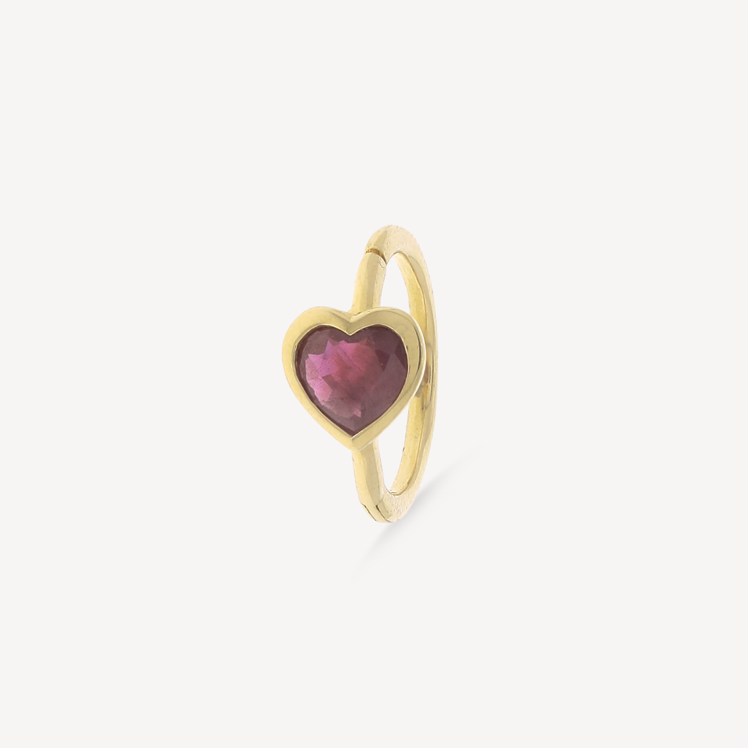 Piercing Hoop 8mm Yellow Gold Heart Ruby