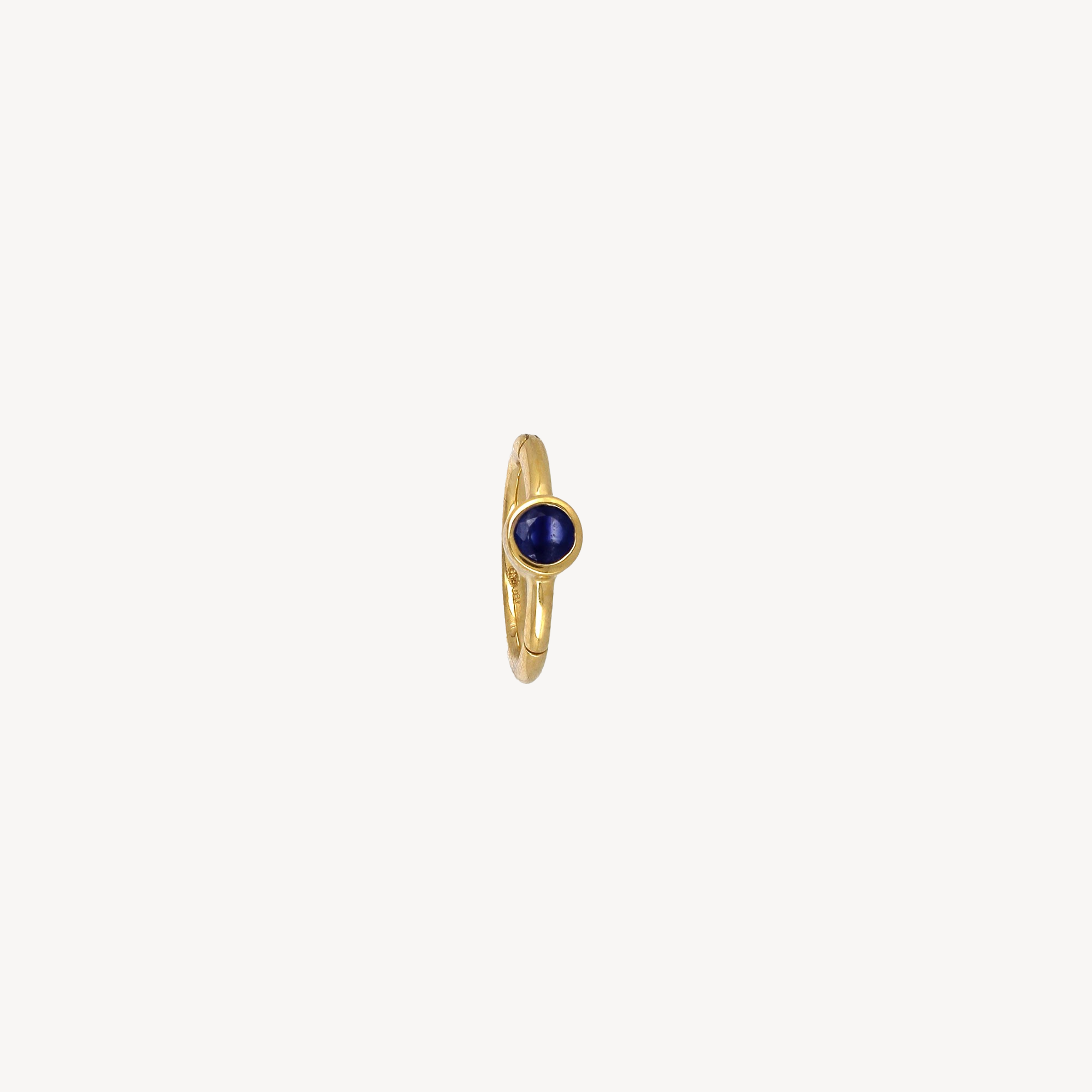 Piercing Hoop 8mm Yellow Gold Blue Sapphire 2.5mm