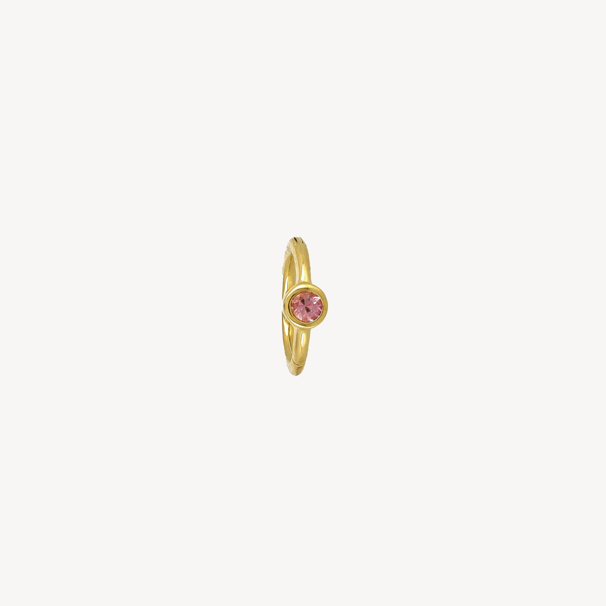 Piercing Hoop 8mm Yellow Gold Pink Sapphire 2.5mm