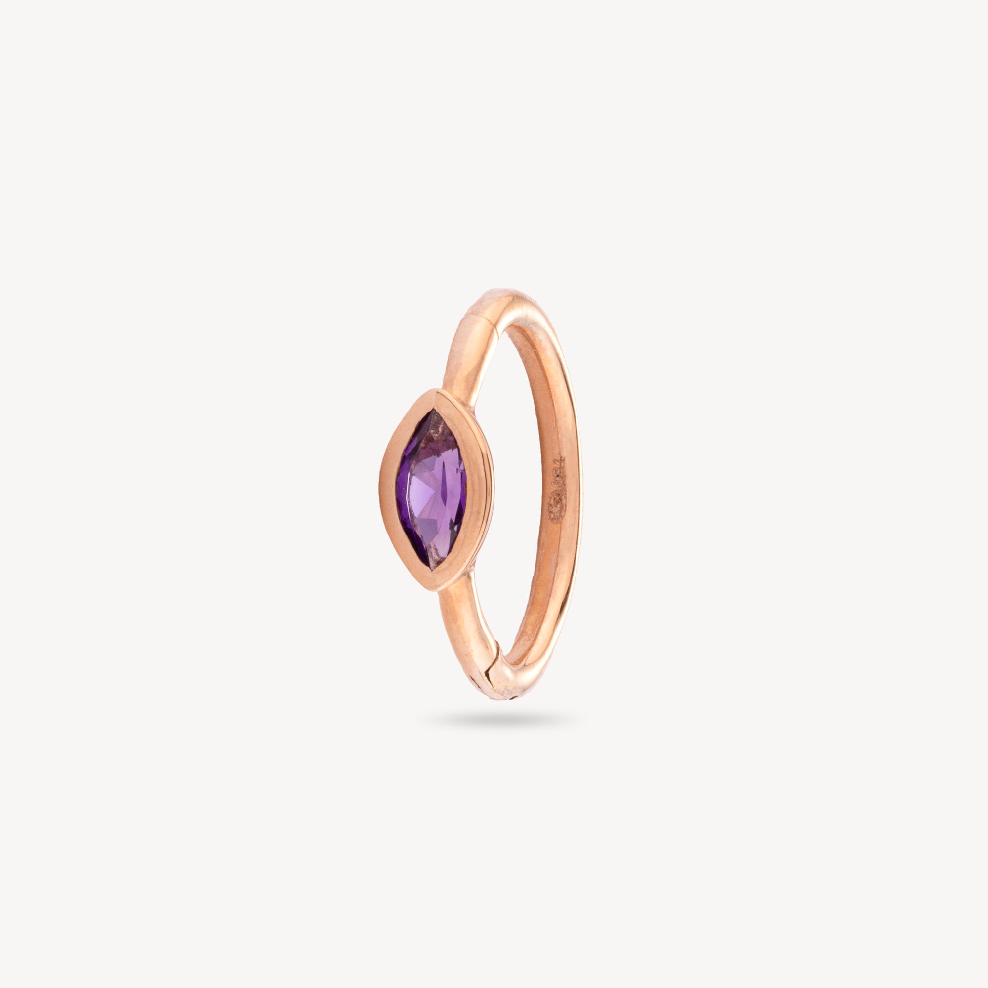 Piercing Hoop 8mm Rose Gold Marquise Amethyst