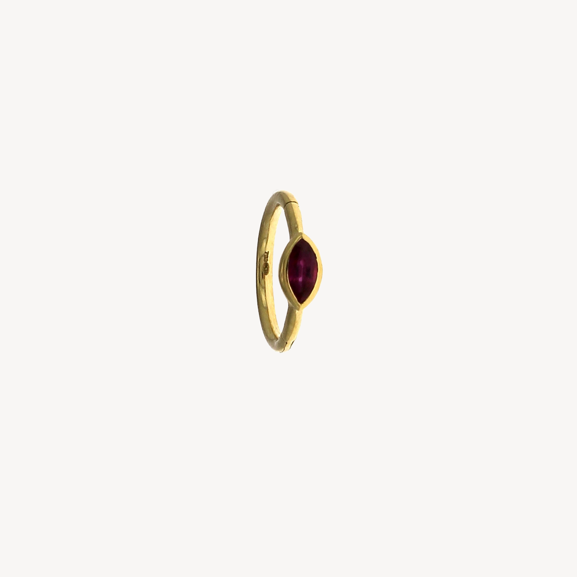 Piercing Hoop 8mm Ruby Marquise 3x2mm Yellow Gold