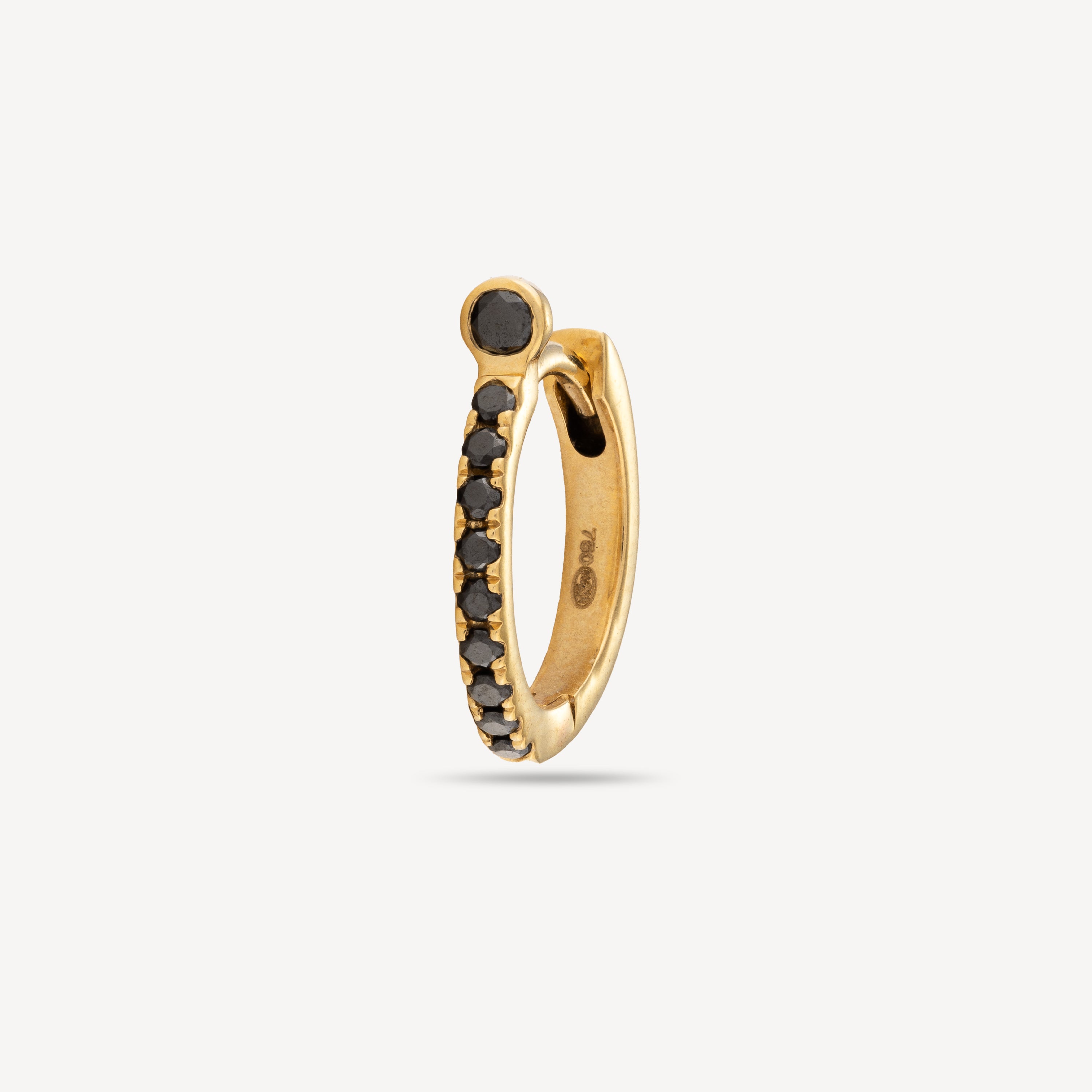 Hoop Demi Pavée Black Diamond Closed Set Yellow Gold