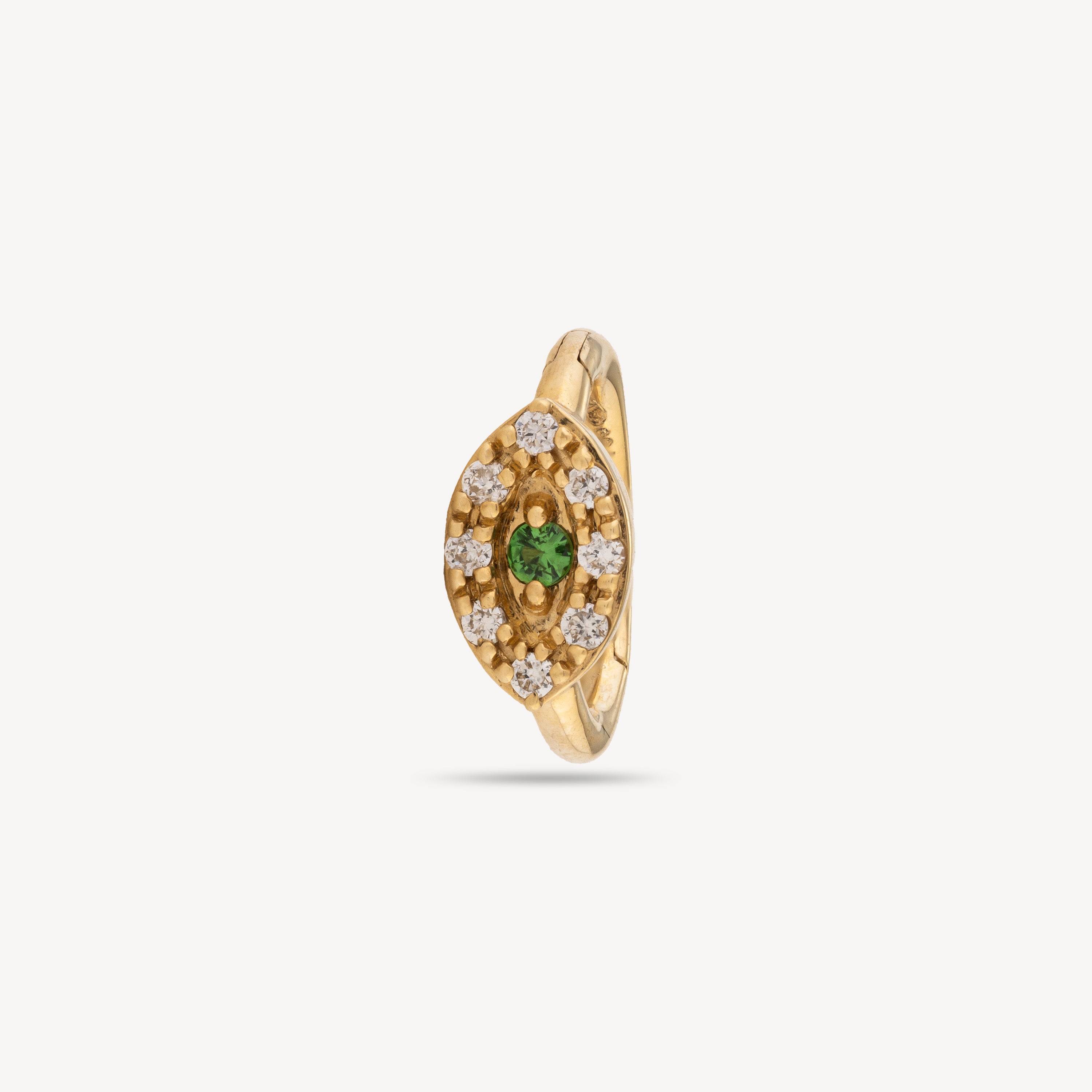 Hoop Tsavorite Yellow Gold Diamond Eye