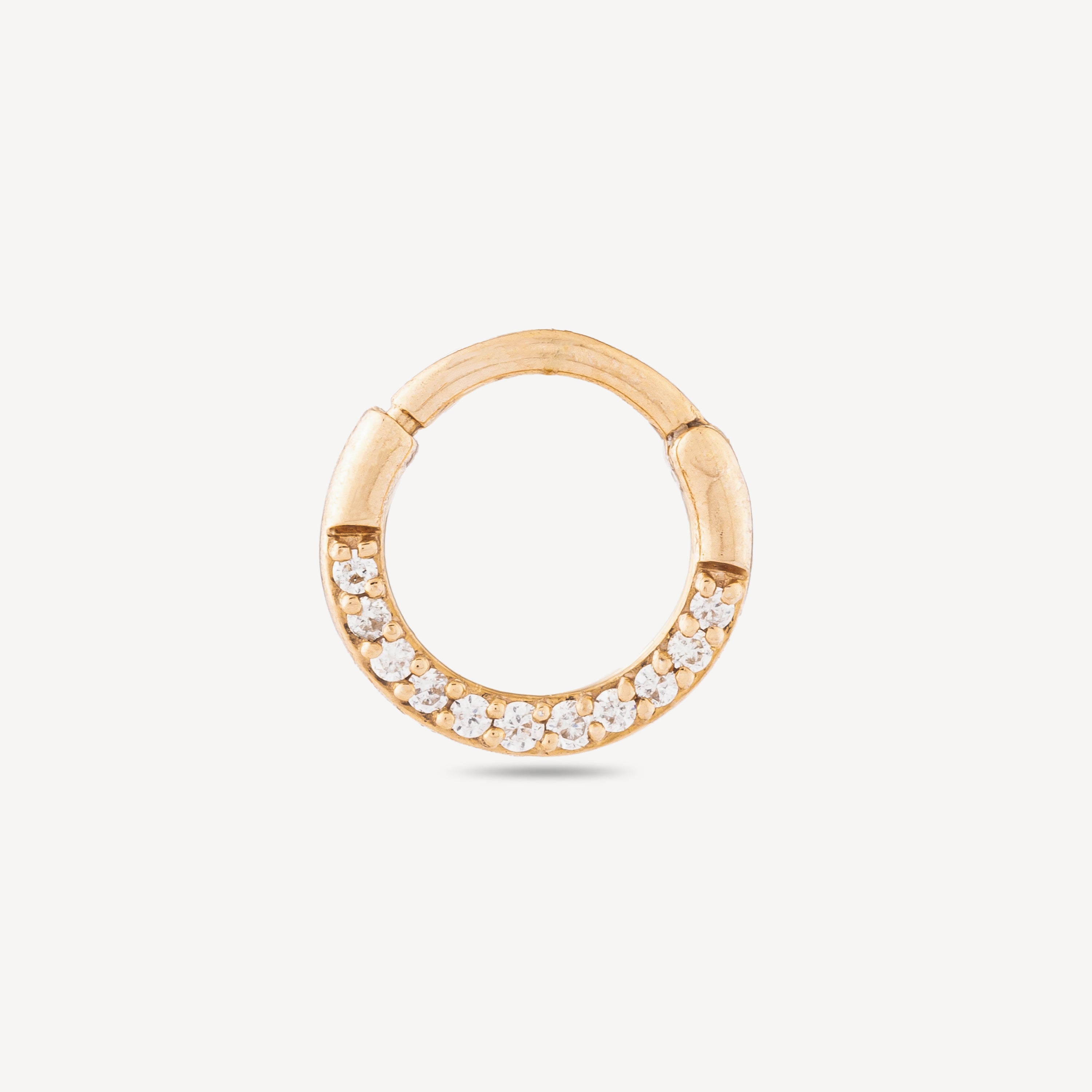 Piercing Hoop Flat 6.5mm Rose Gold Diamond Line