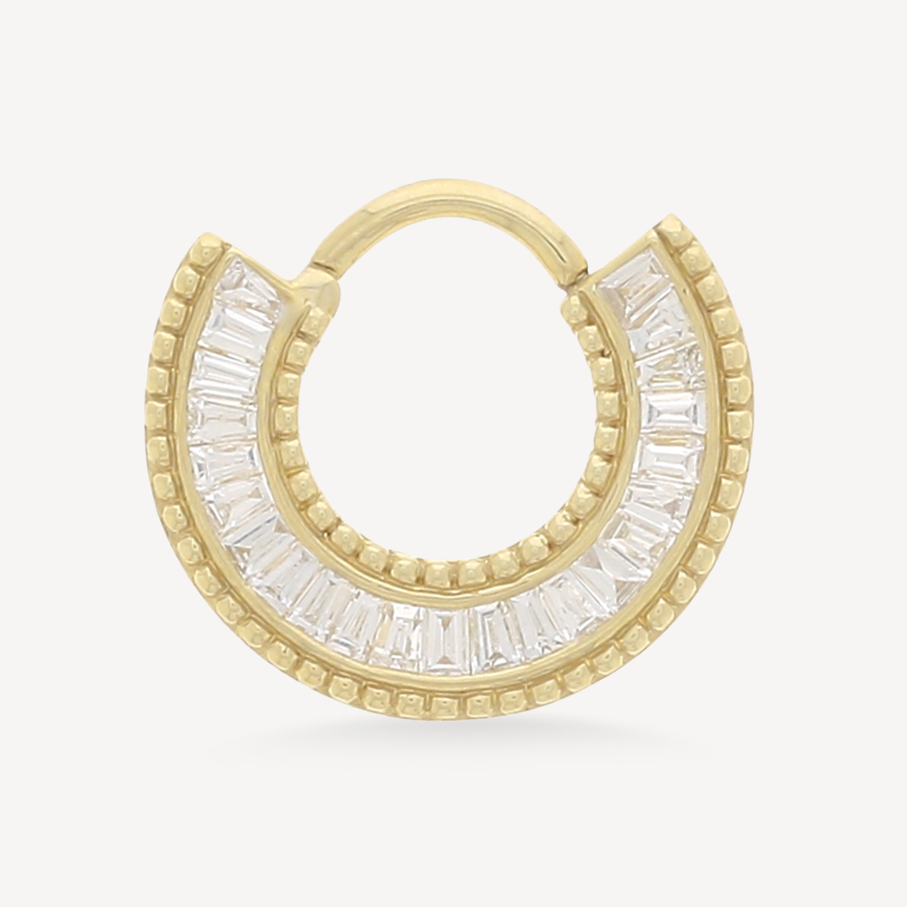 Piercing Hoop Plate Full Diamonds Yellow Gold