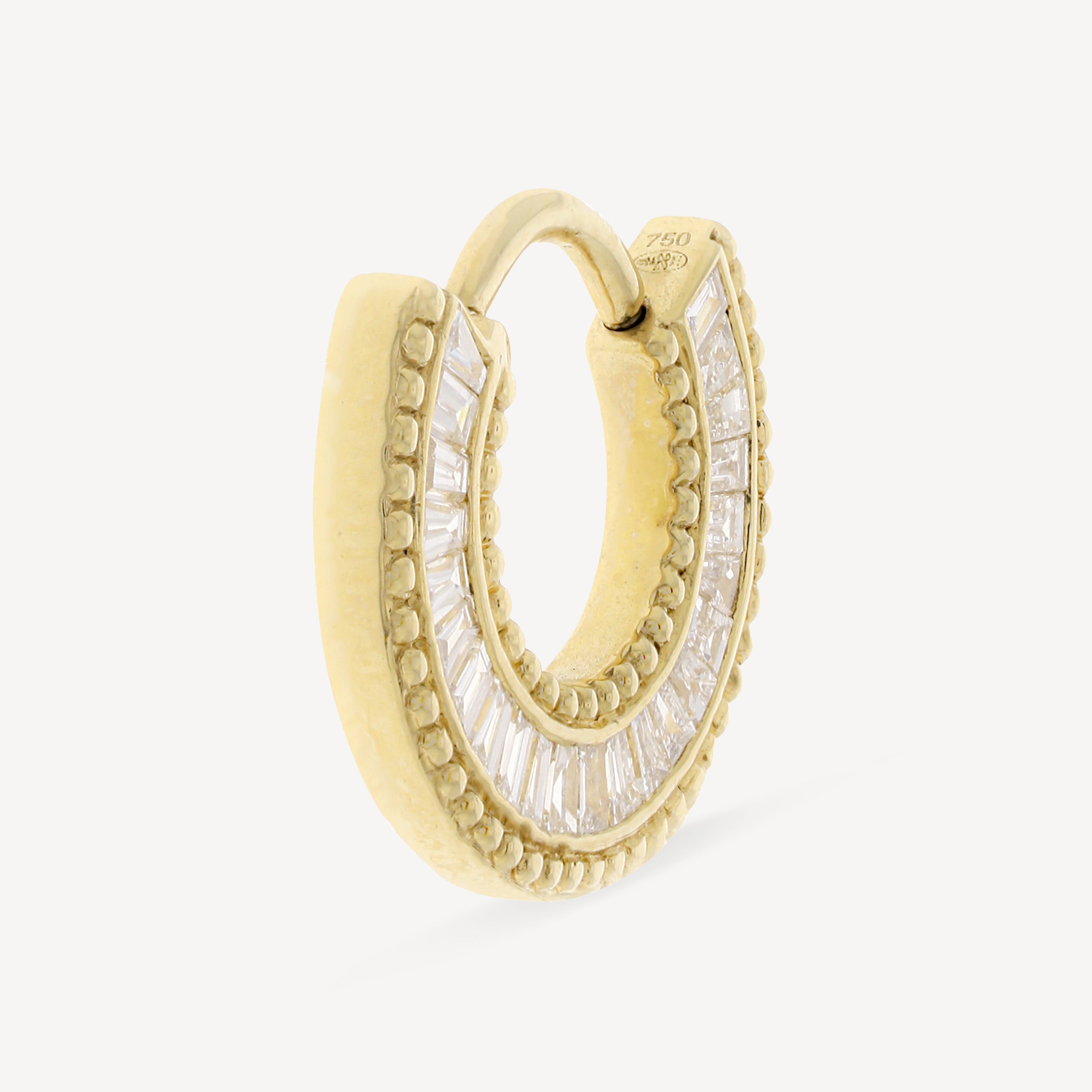 Piercing Hoop Plate Full Diamonds Yellow Gold