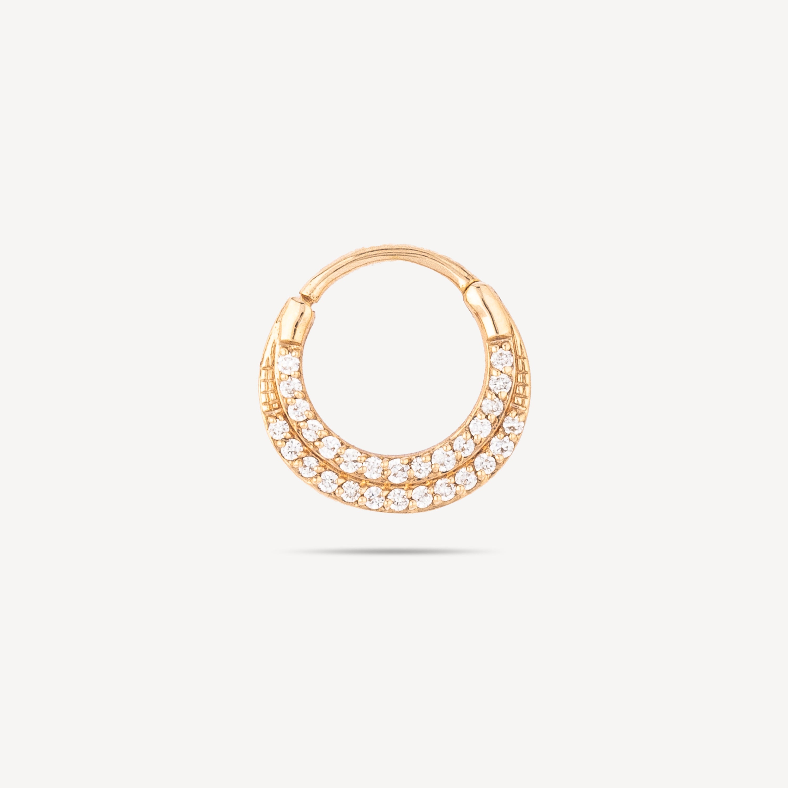 Piercing Hoop  Rose Gold  double line diamonds