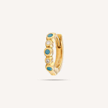 Hoop Clos setting Turquoise Yellow gold diamond