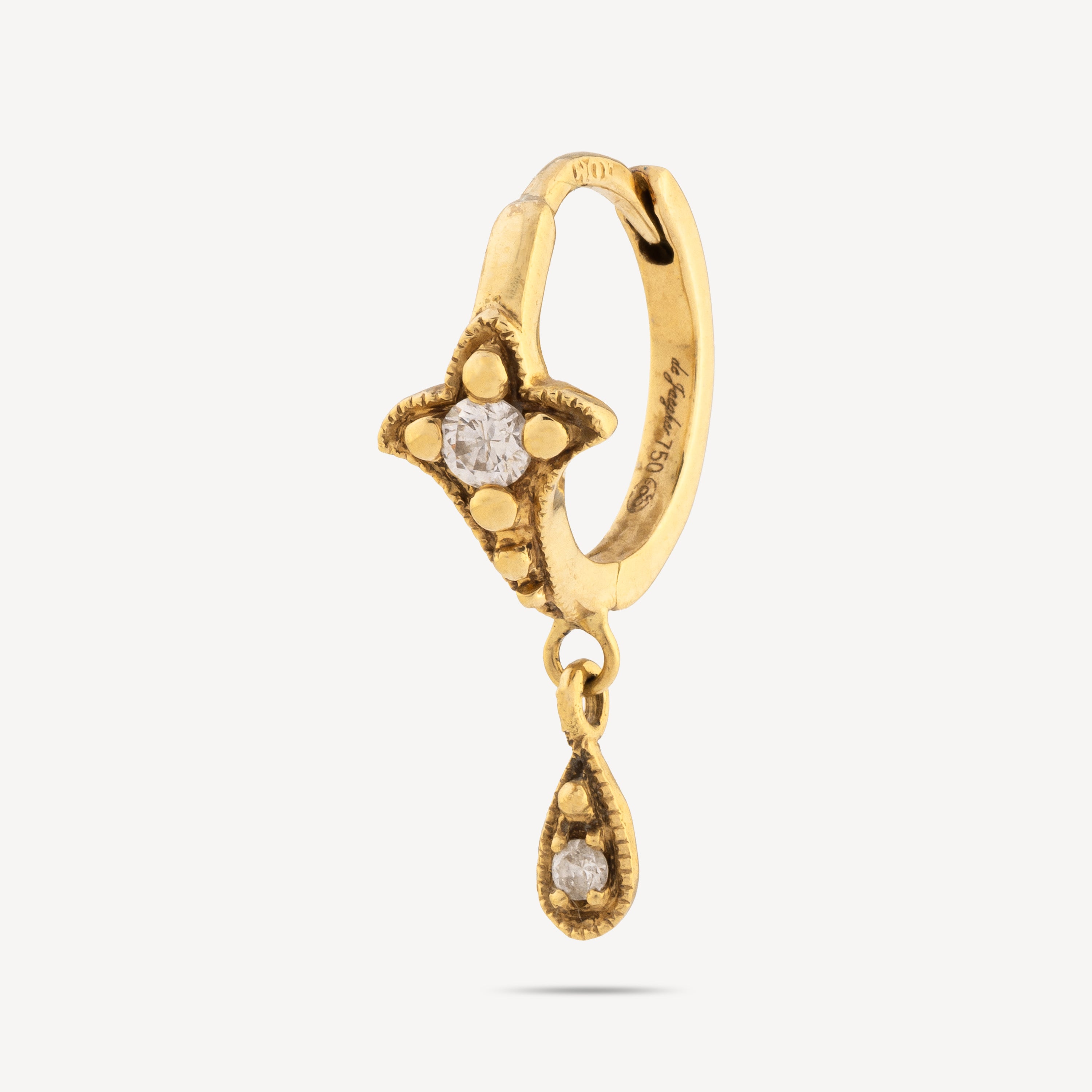 Creoles Lily Flowers Diamonds Yellow Gold