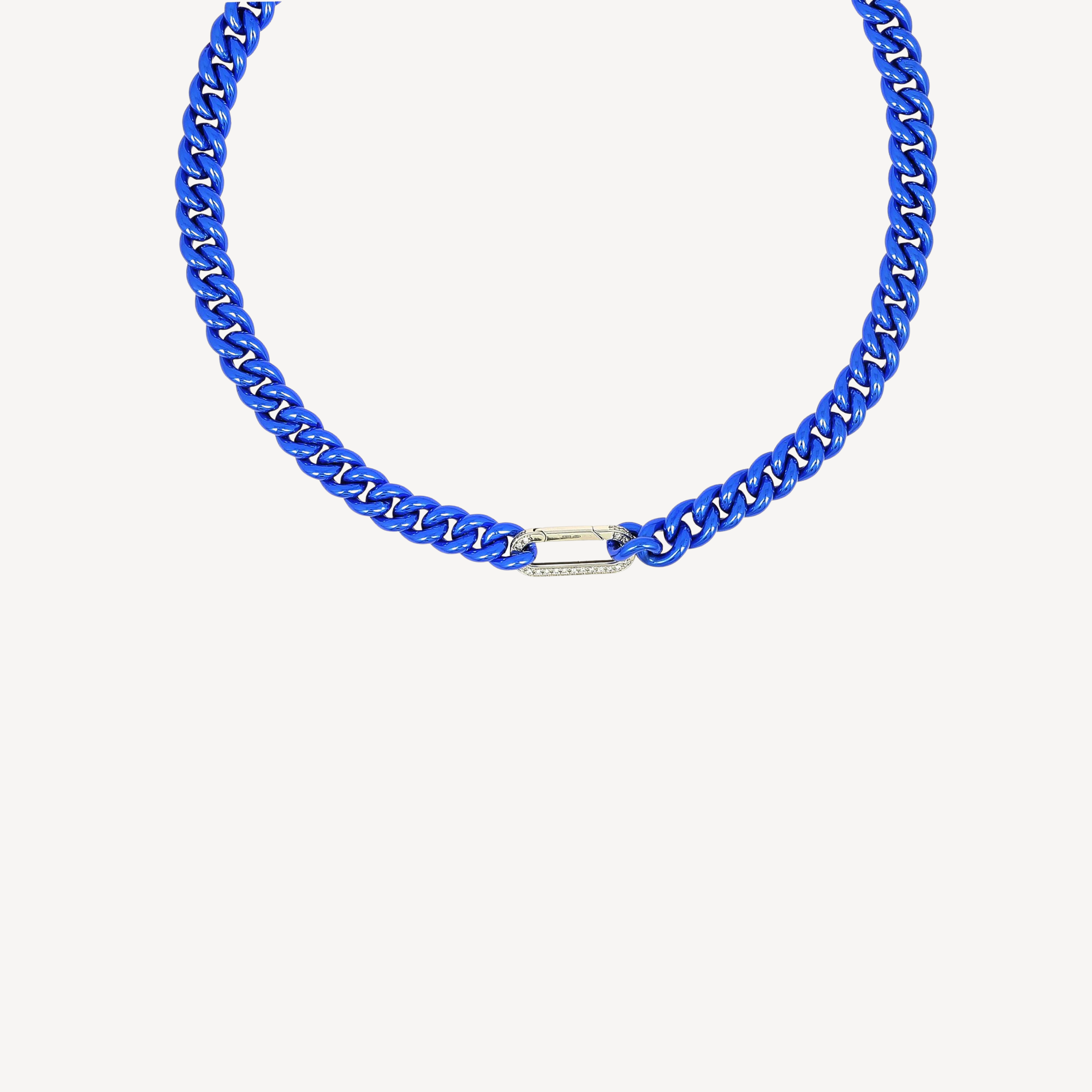 Cuban Electric Blue White Gold Necklace