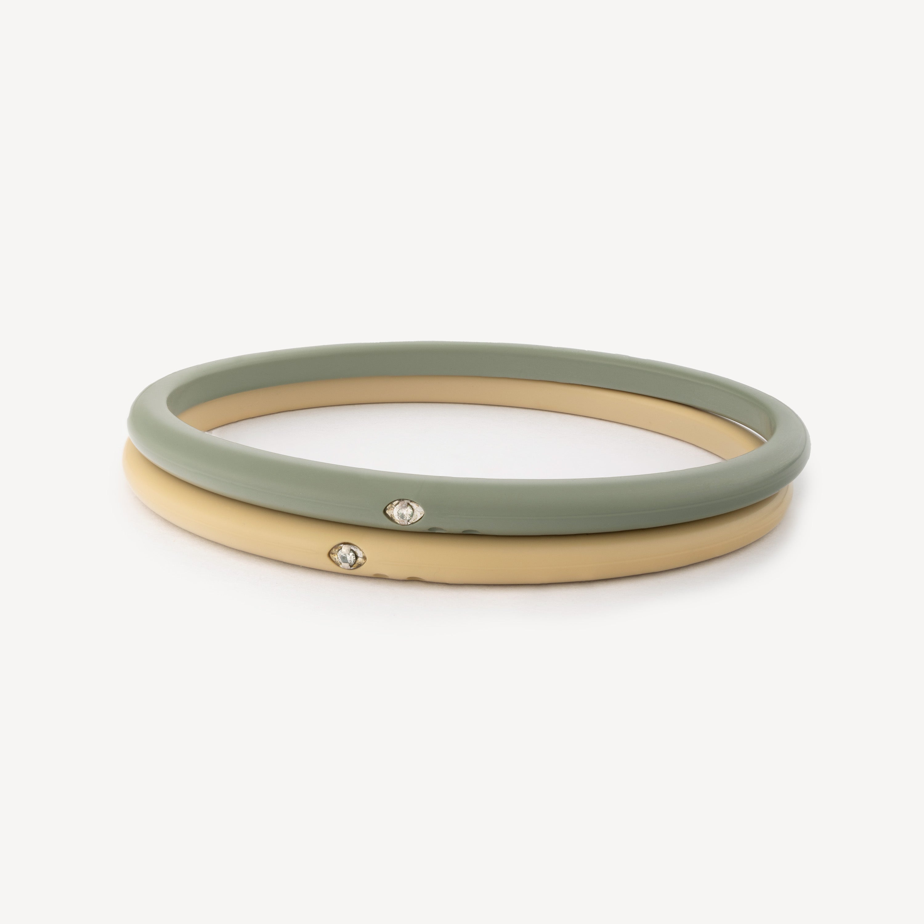 Duo Khaki Taupe Diamond Silicone Bracelets