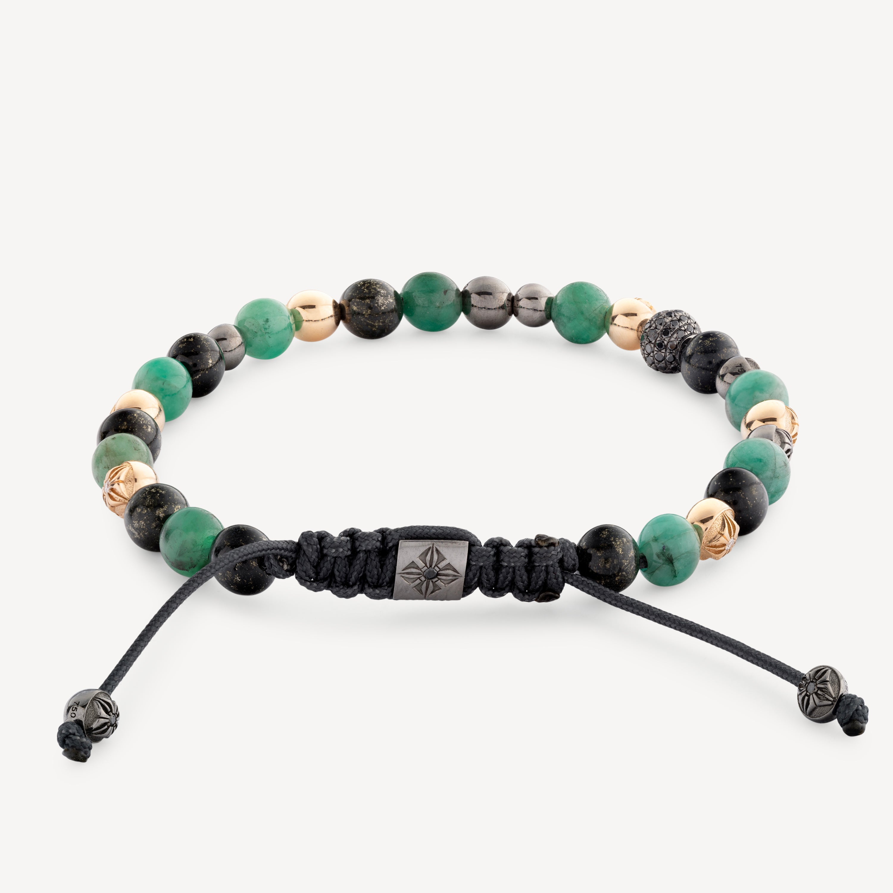 Emerald and black jade bracelet