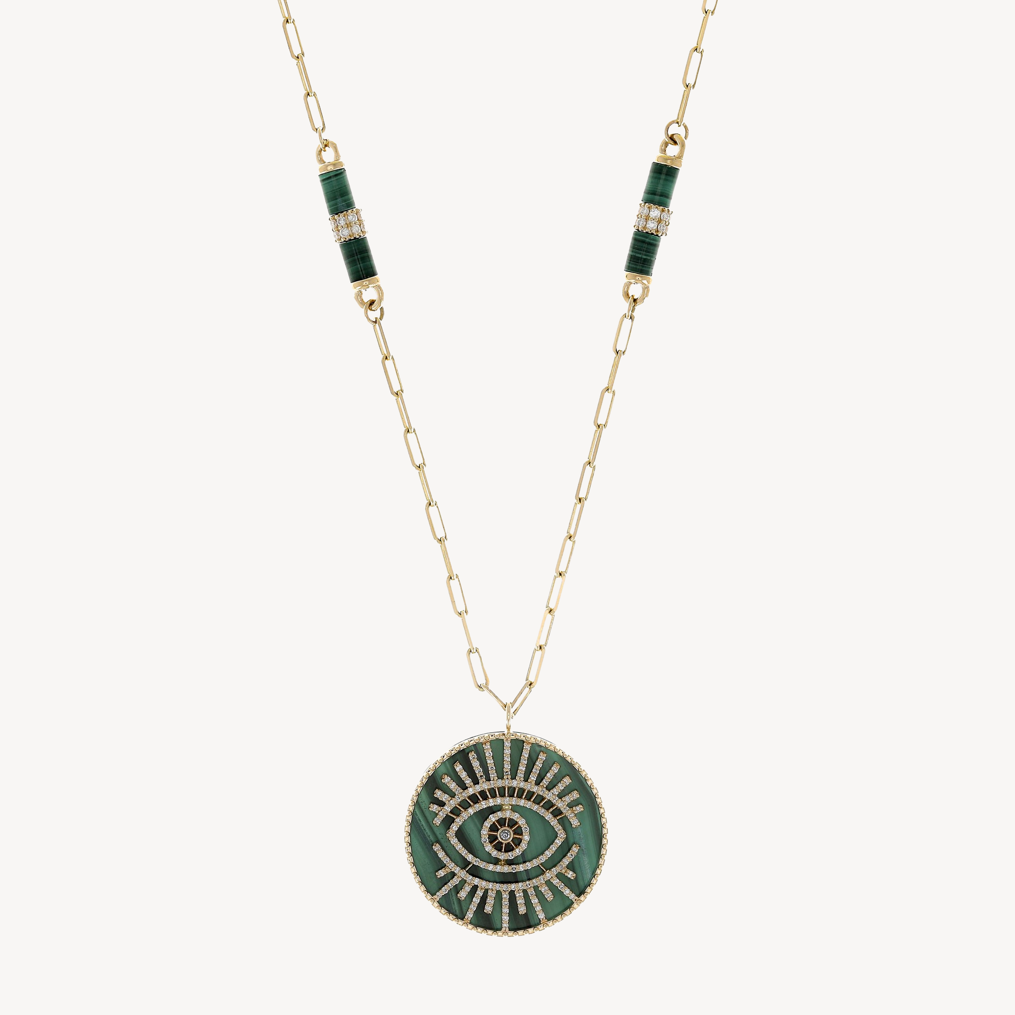 Eye Malachite Plate Diamond necklace Rose Gold