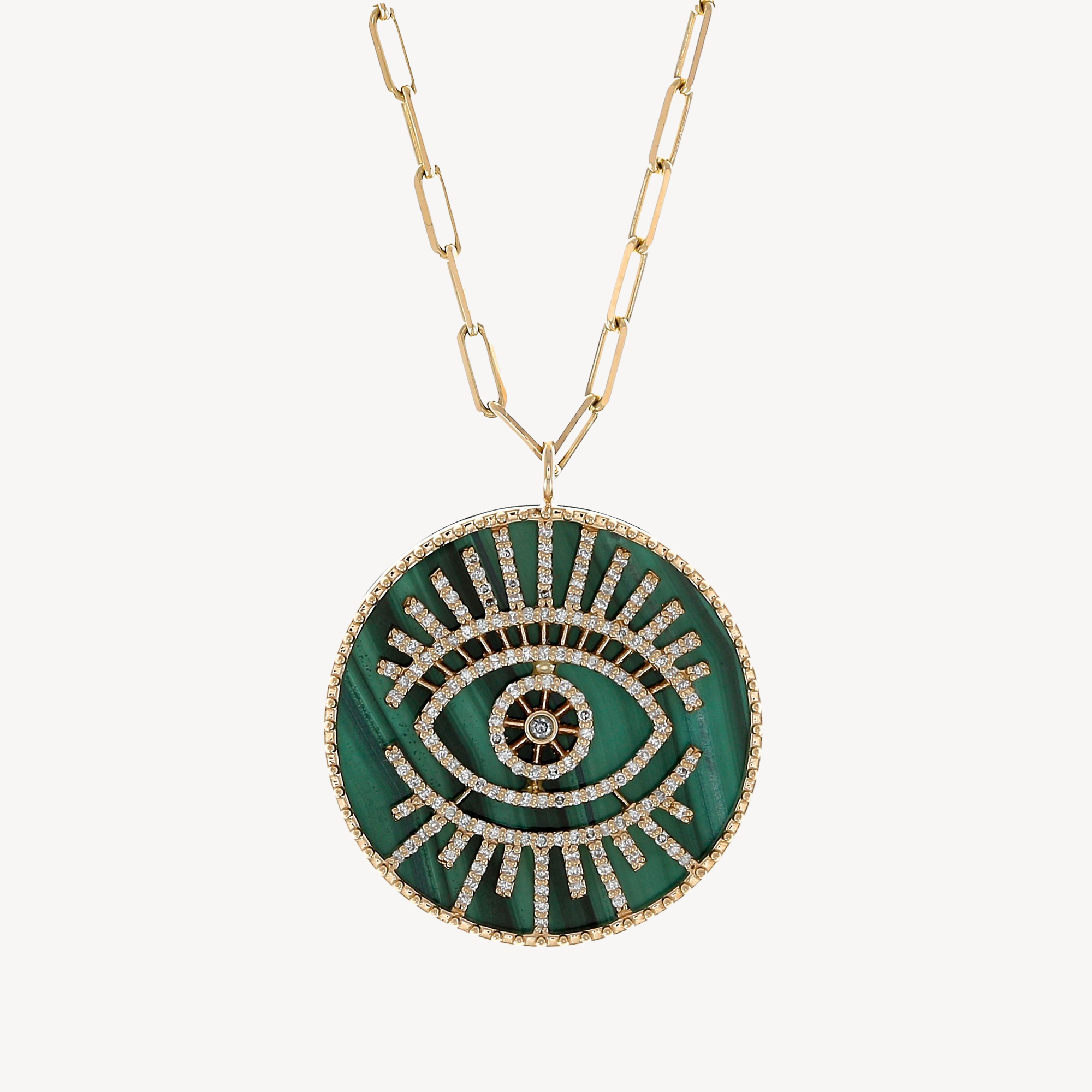 Eye Malachite Plate Diamond necklace Rose Gold