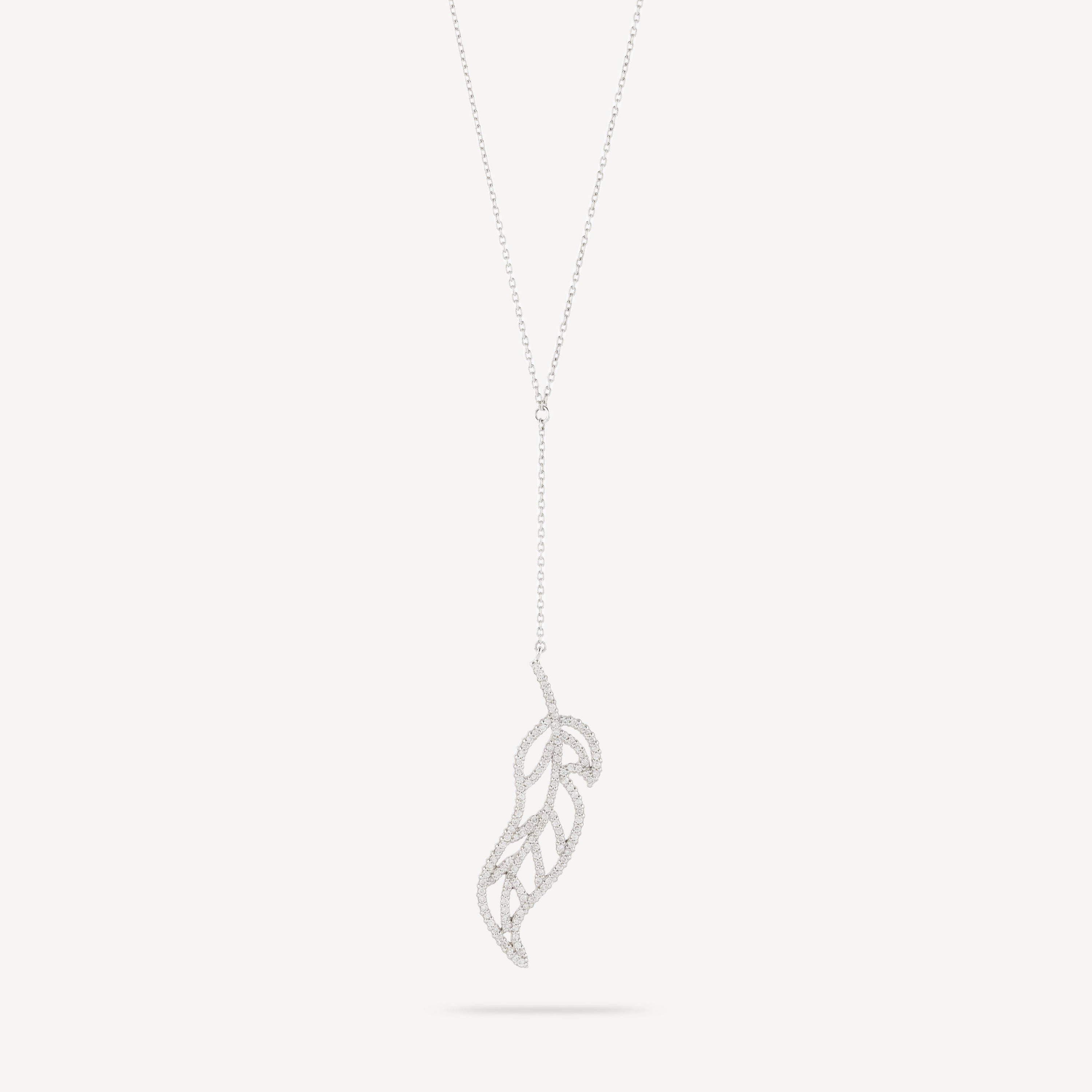 Leaf pendant necklace white gold