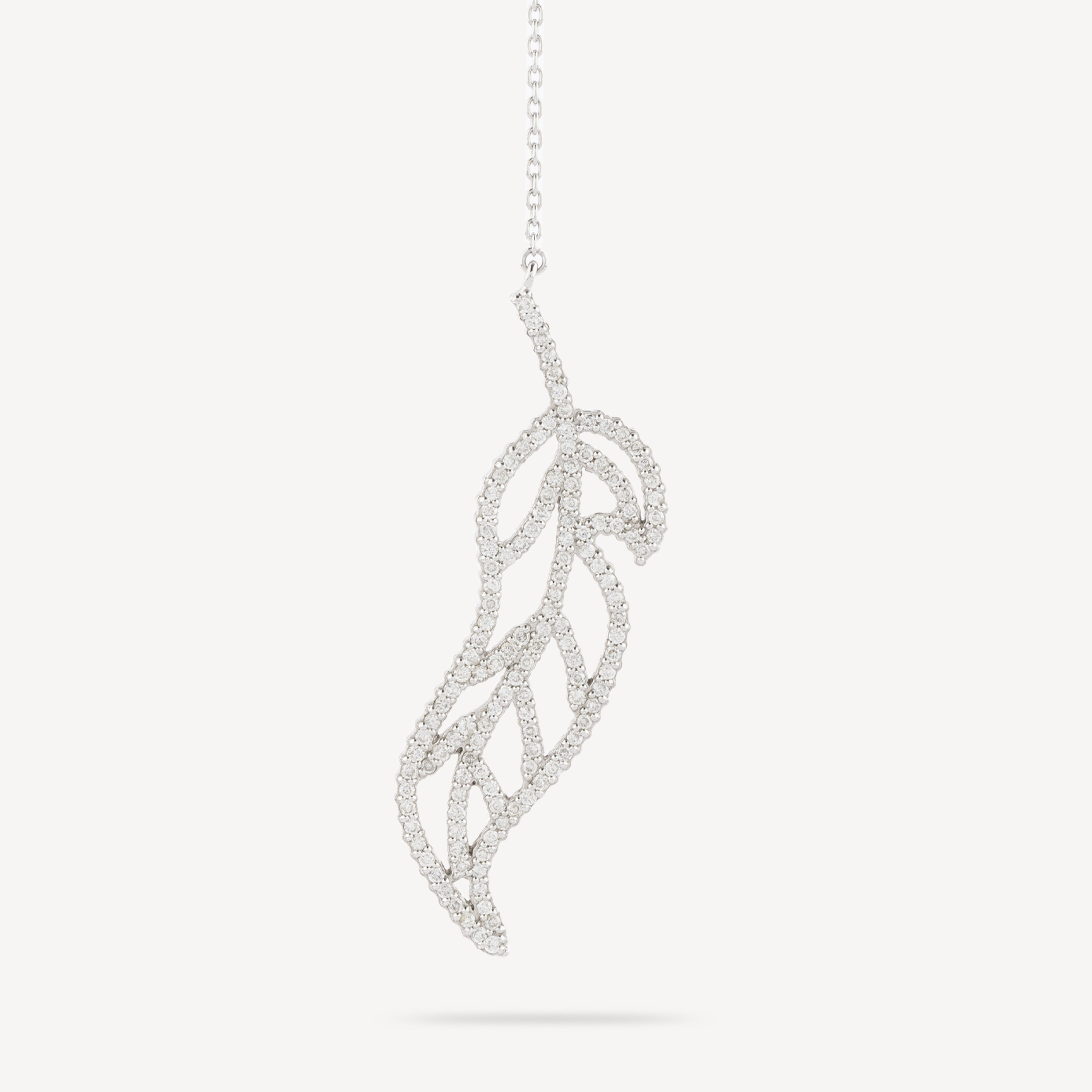 Leaf pendant necklace white gold