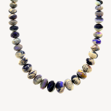 Necklace Graduated Purple White Opal Beaded