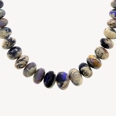 Necklace Graduated Purple White Opal Beaded