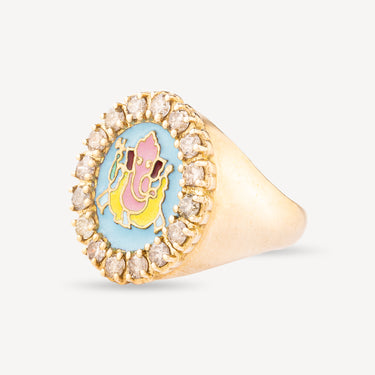 Guru ring ganesha blue