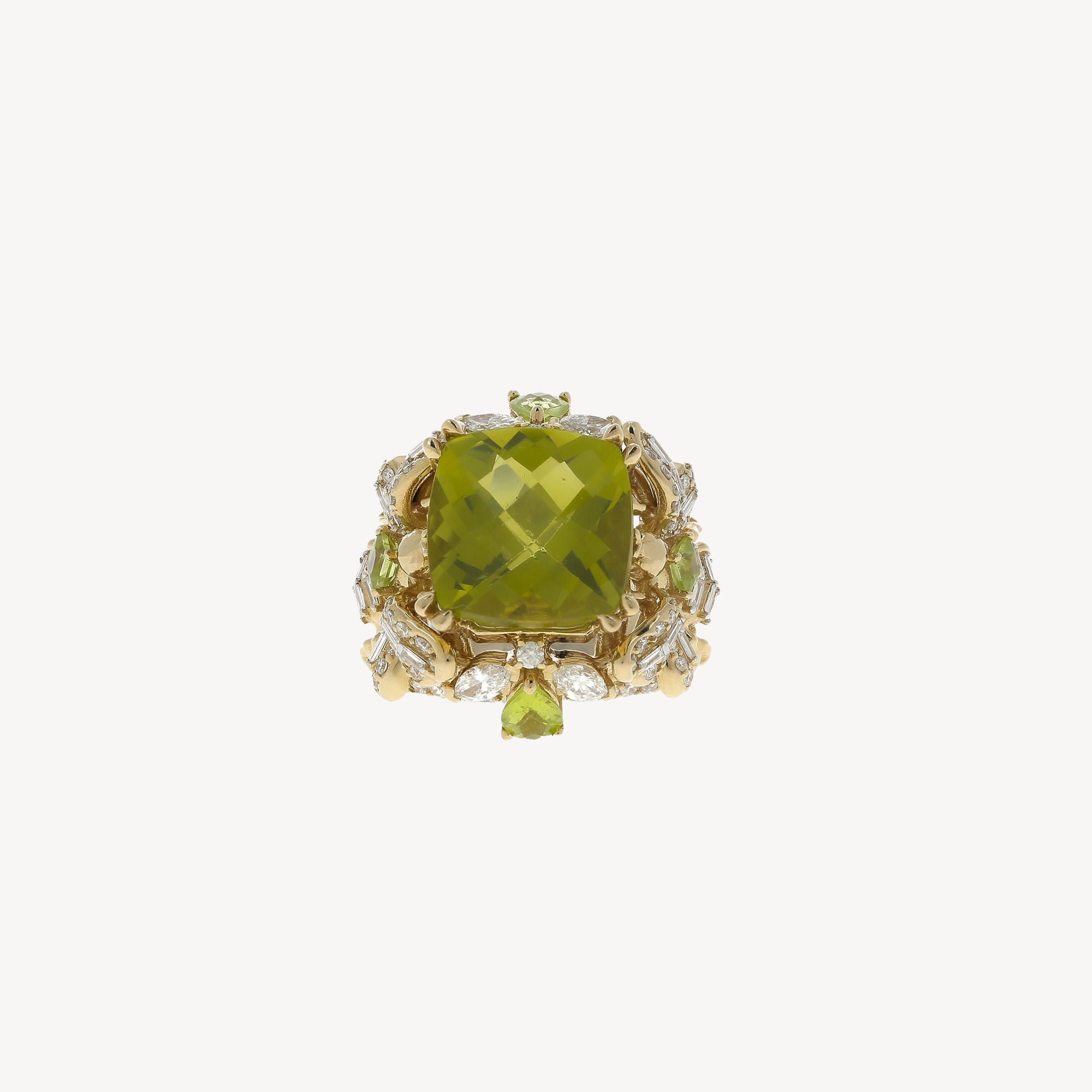 Honey Bee Full Peridot Diamond ring Rose Gold