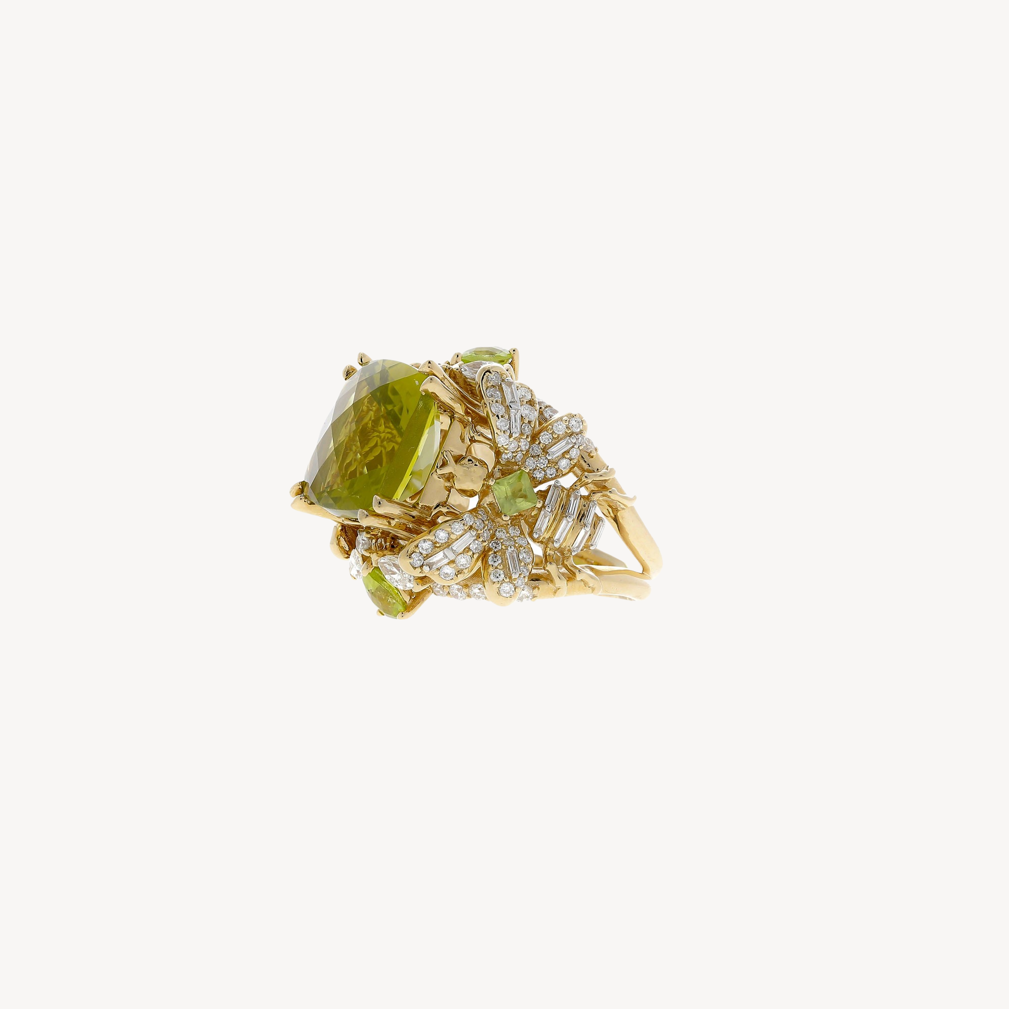 Honey Bee Full Peridot Diamond ring Rose Gold