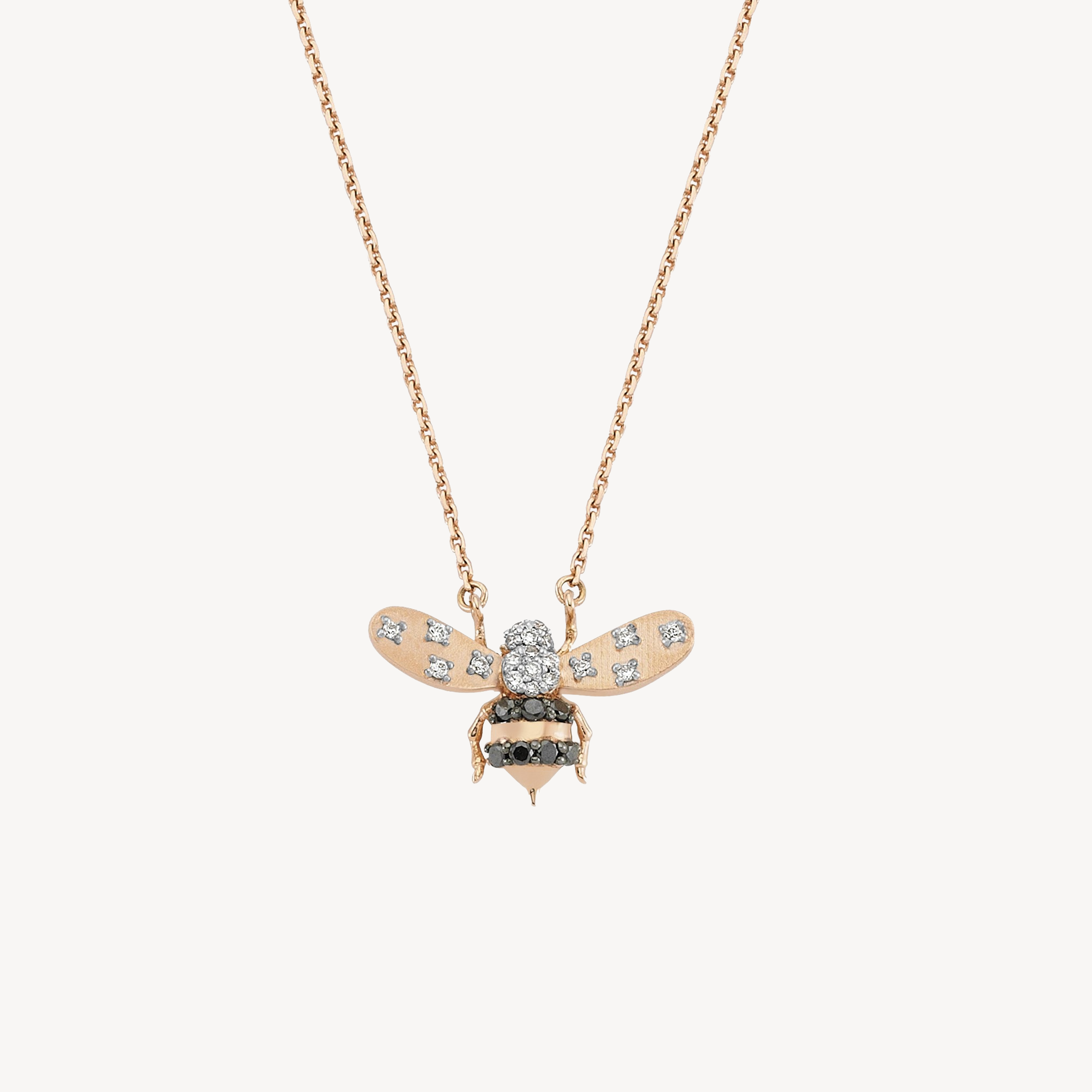 Black & White Diamond bee necklace