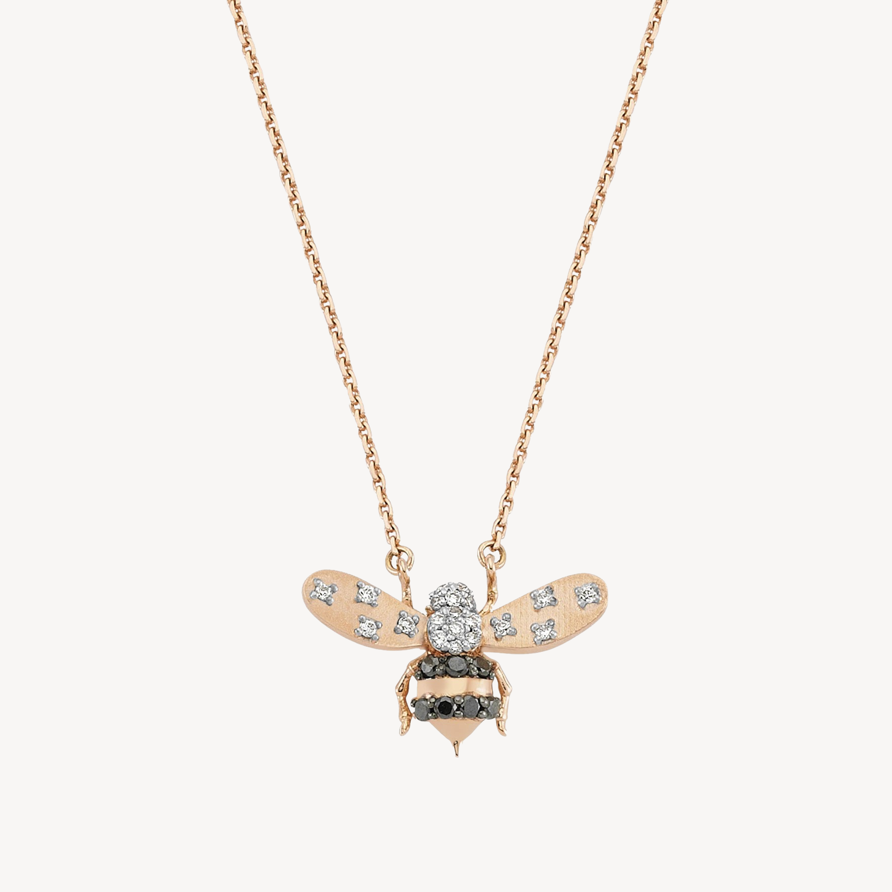 Black & White Diamond bee necklace