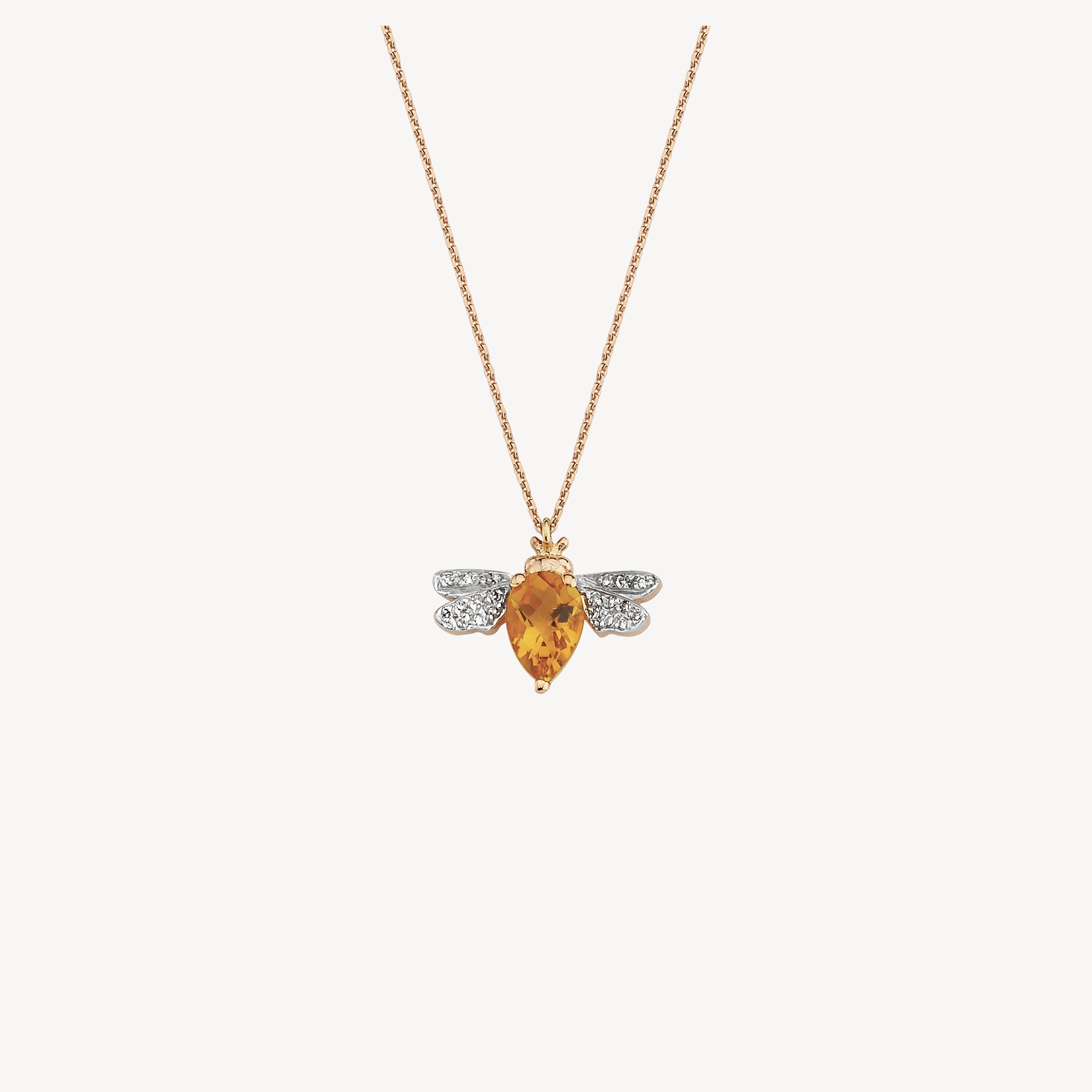 Citrine bee necklace