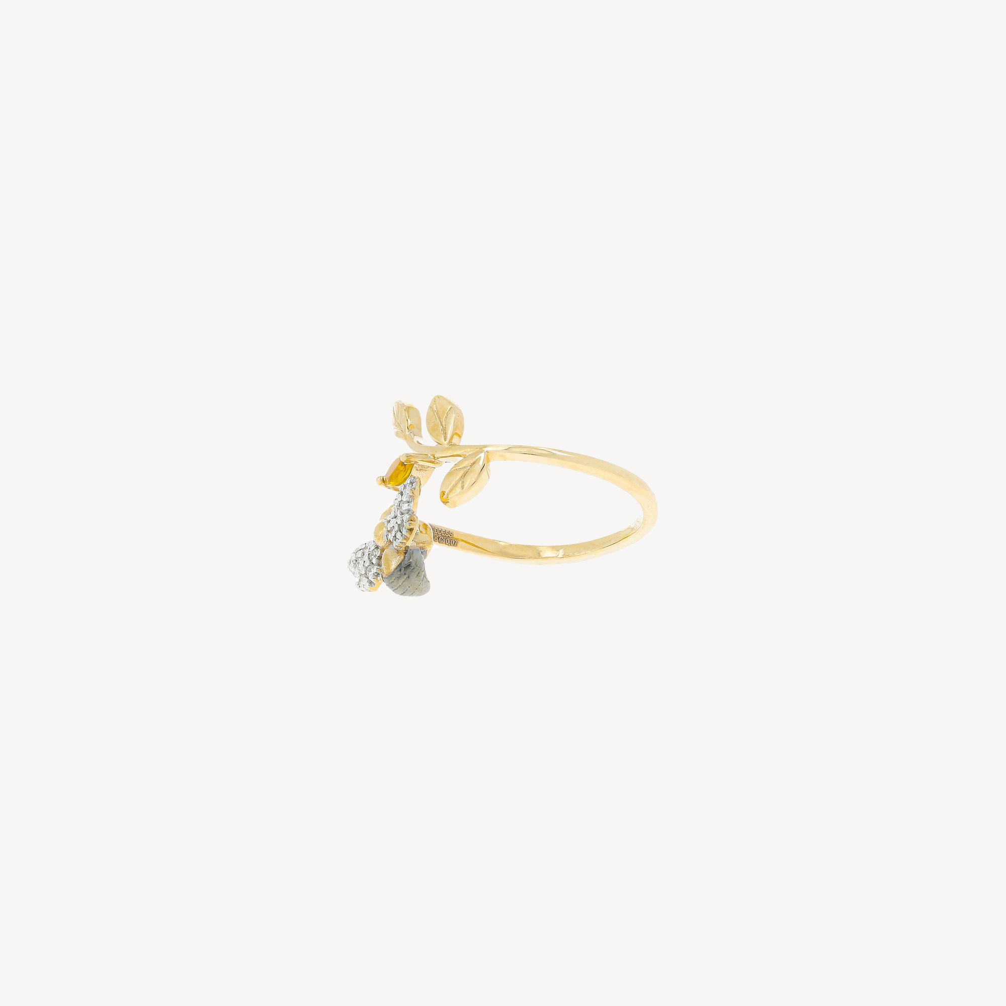 Honey Comb Citrine Diamond Ring Rose Gold