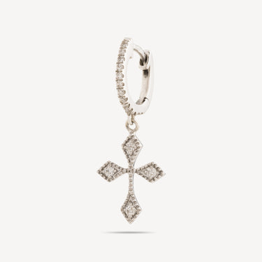 Hoop Baby Cross Diamonds White Gold