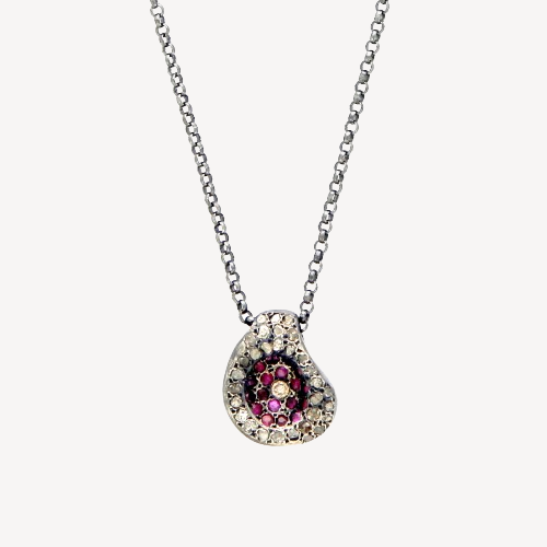 Icy Grey Diamonds and Ruby Necklace