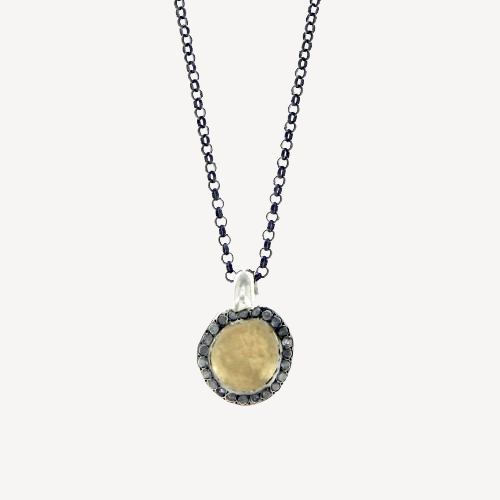 Icy Grey Diamonds Yellow Gold and Silver Necklace