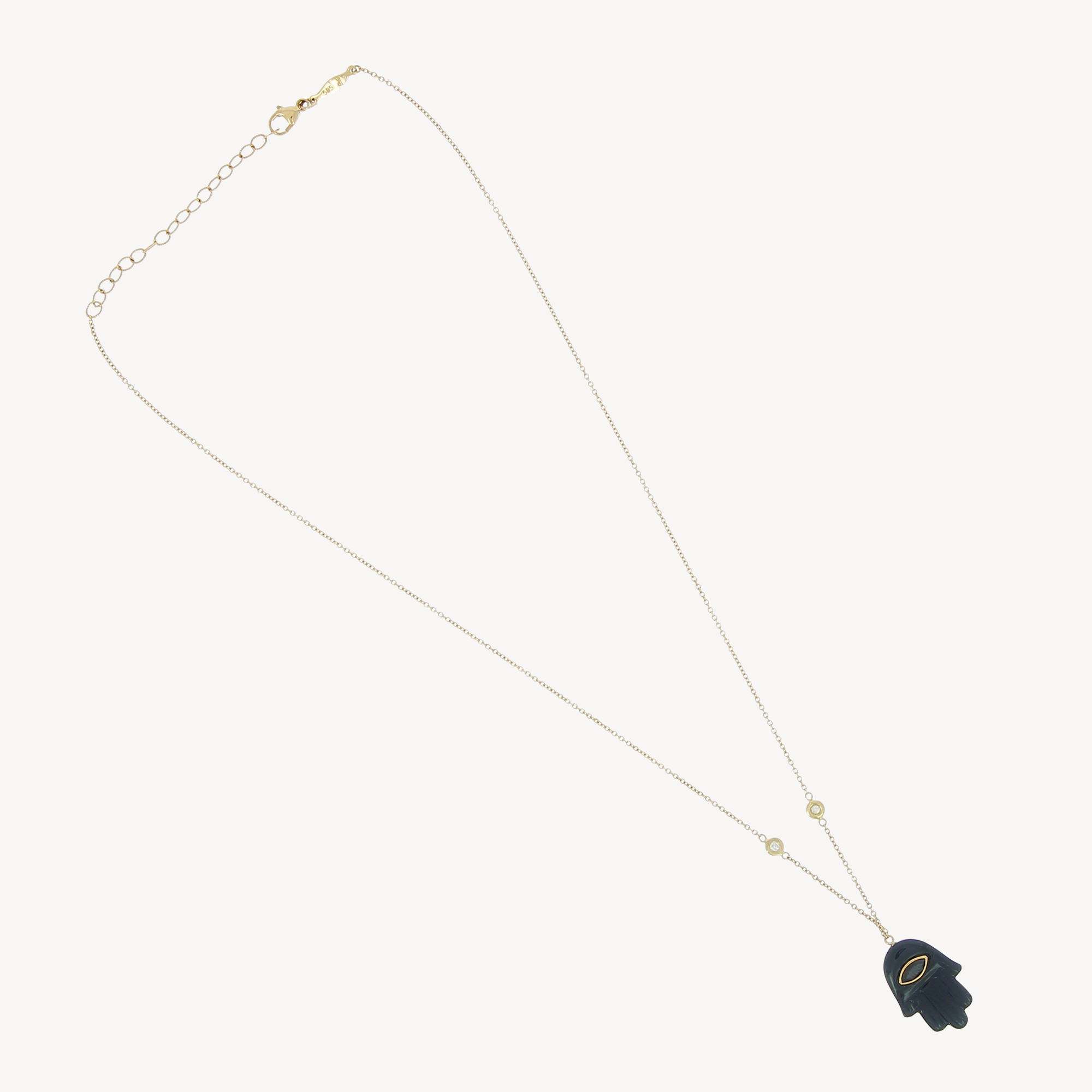 Onyx hamsa ruby marquise necklace