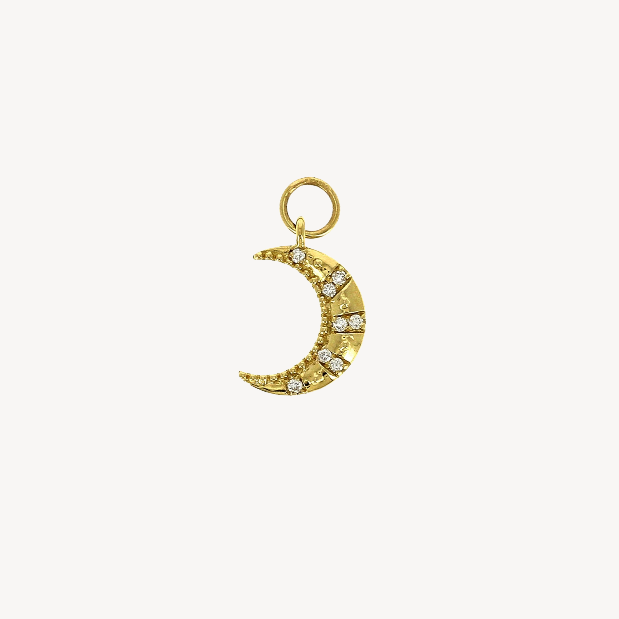 Crescent Moon Millegrain Diamond Pavé Charm