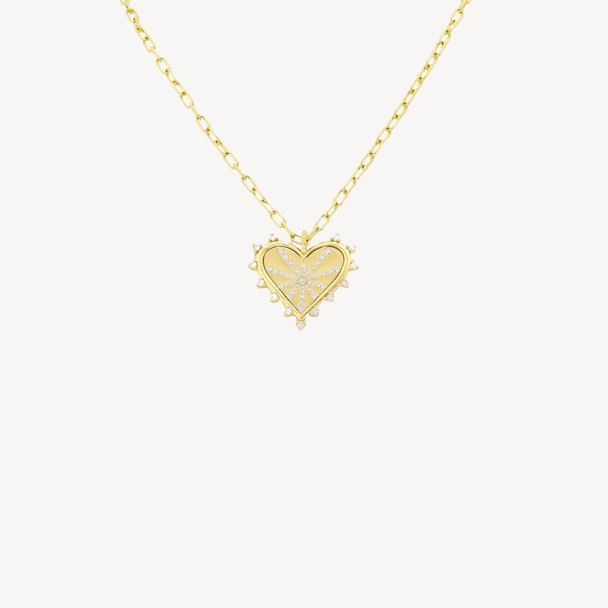 Necklace Spiked Heart Coin Pavé