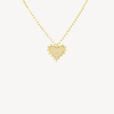 Necklace Spiked Heart Coin Pavé