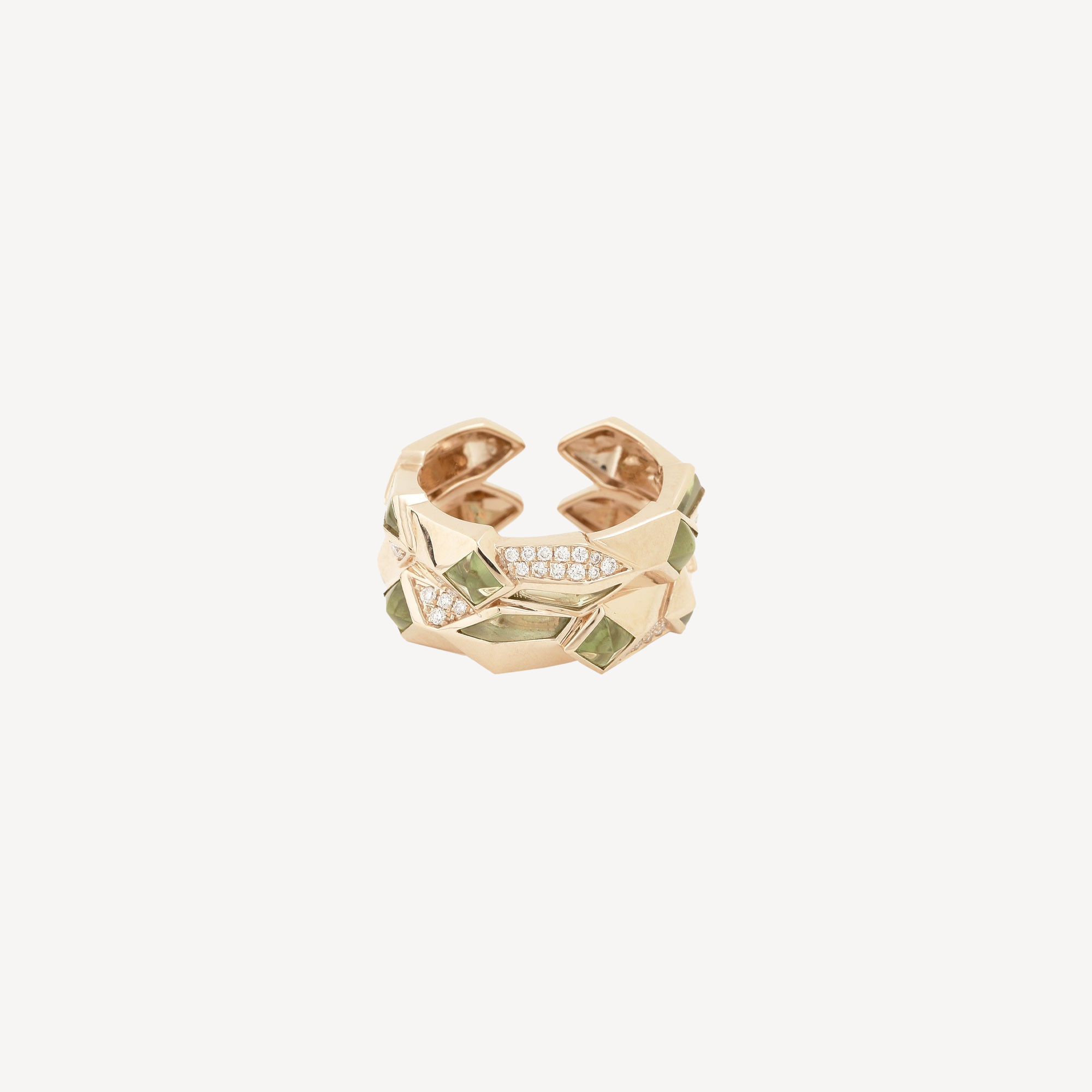 Edgy Double Peridot ring