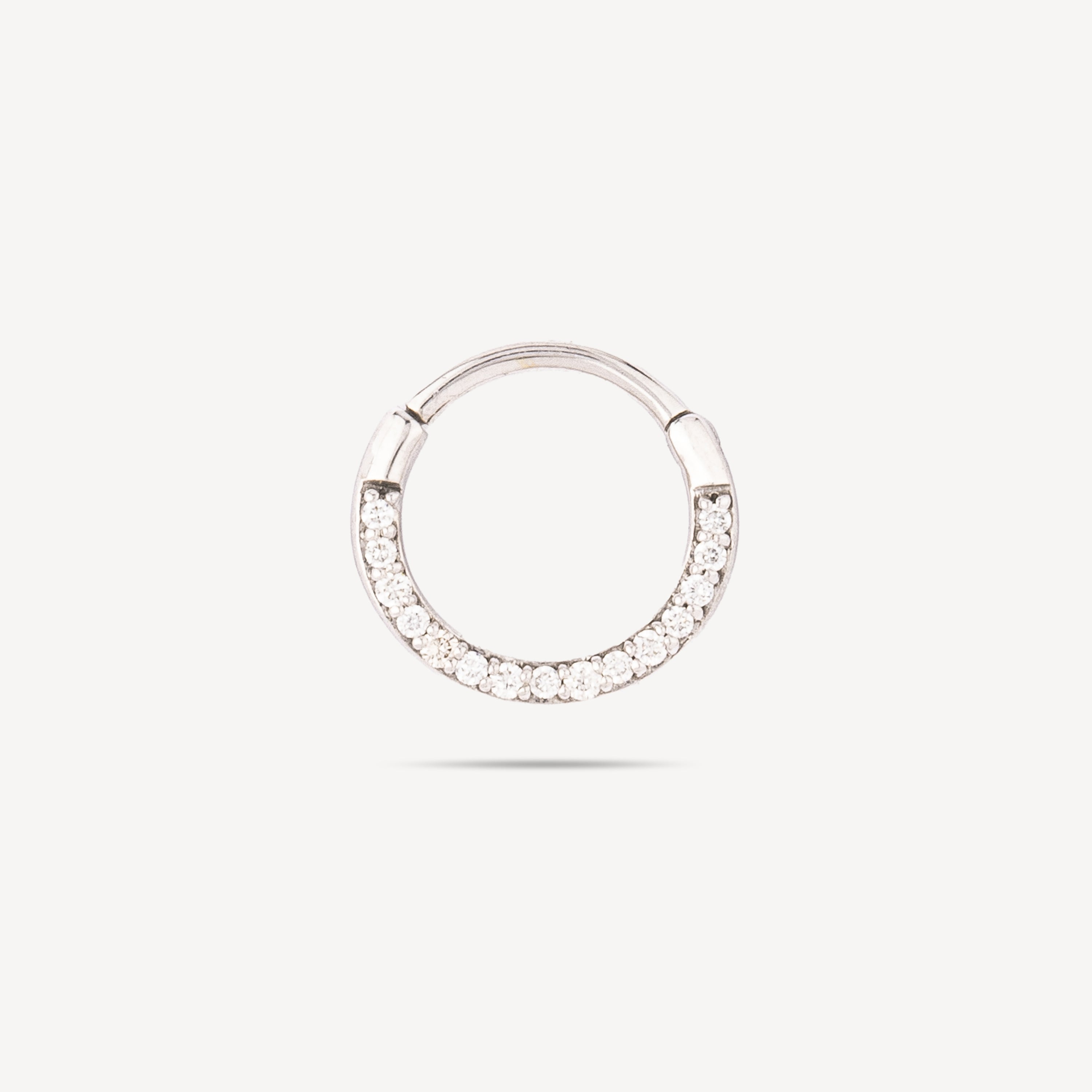 Piercing Hoop flat 8mm white gold diamond line