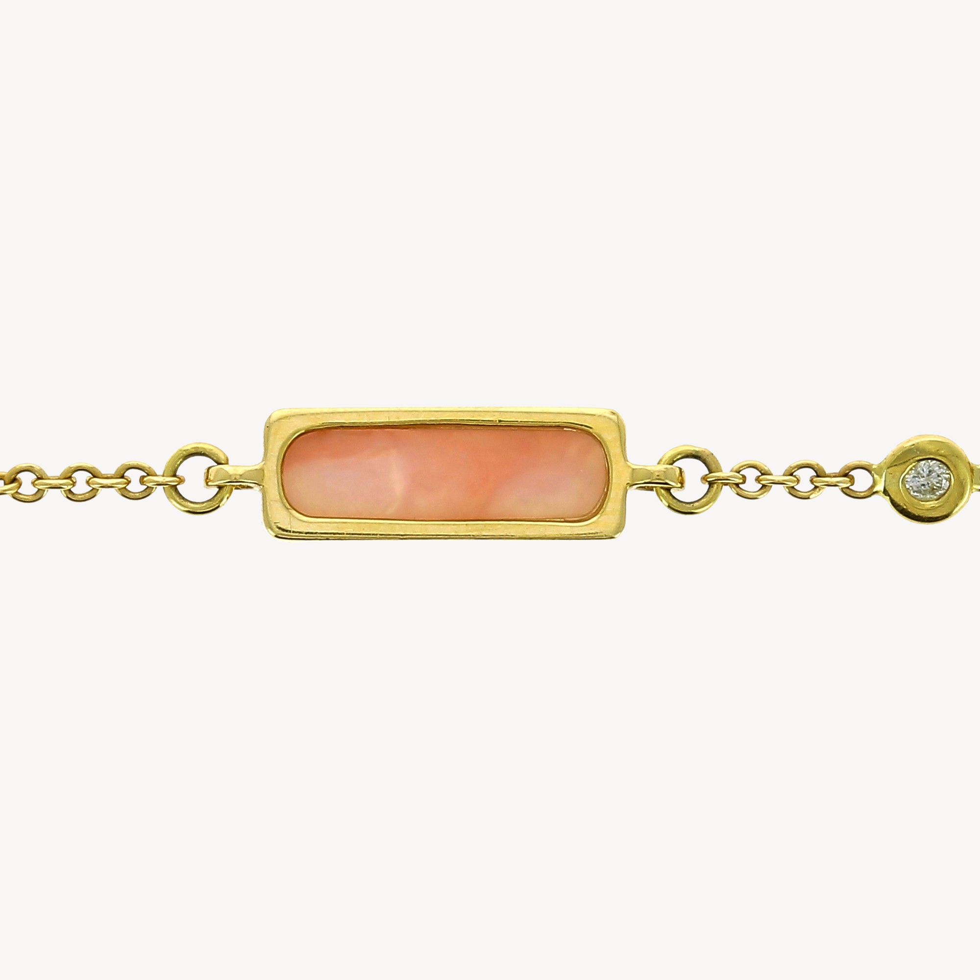 Pink opal and charm rectangle necklace