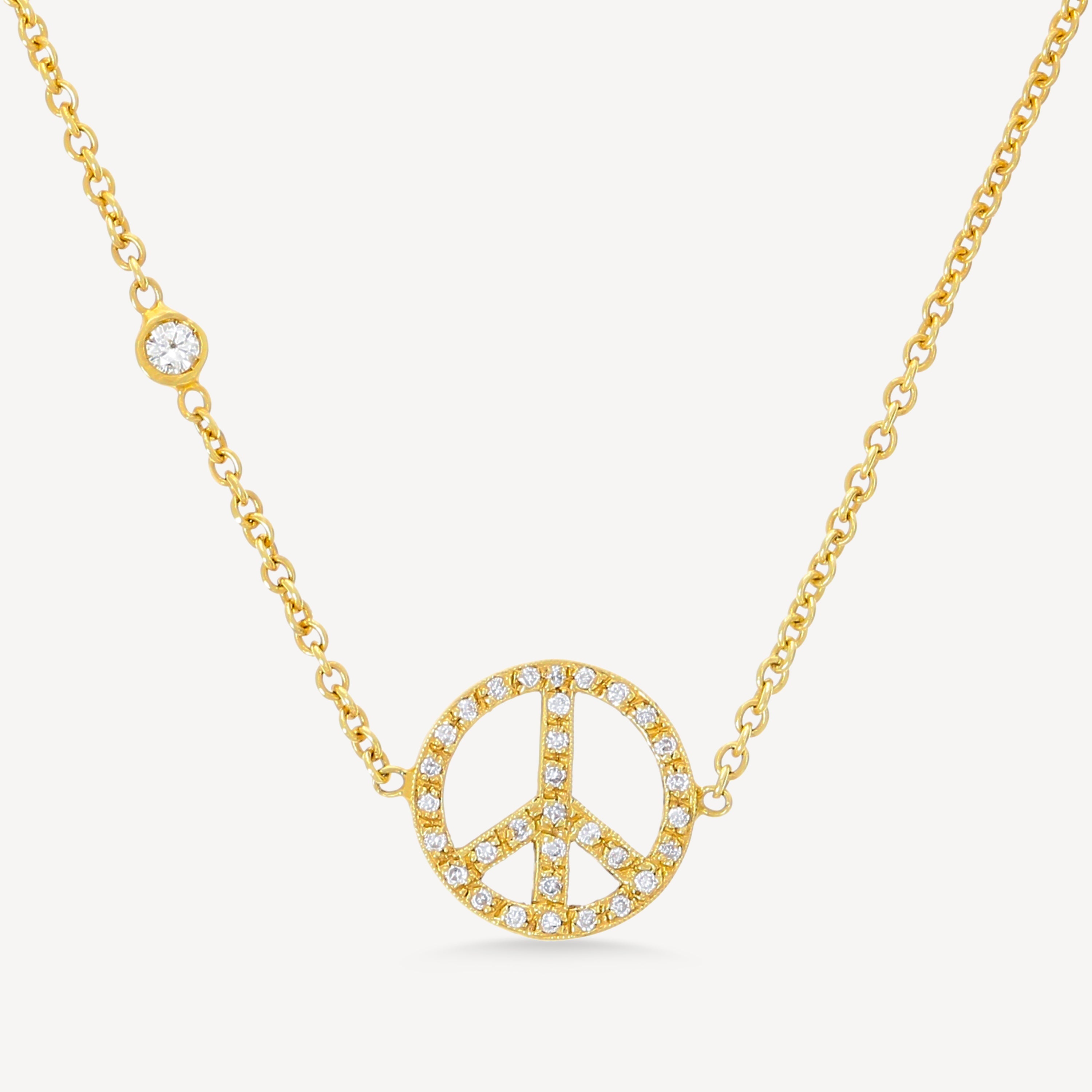 Peace necklace Yellow gold