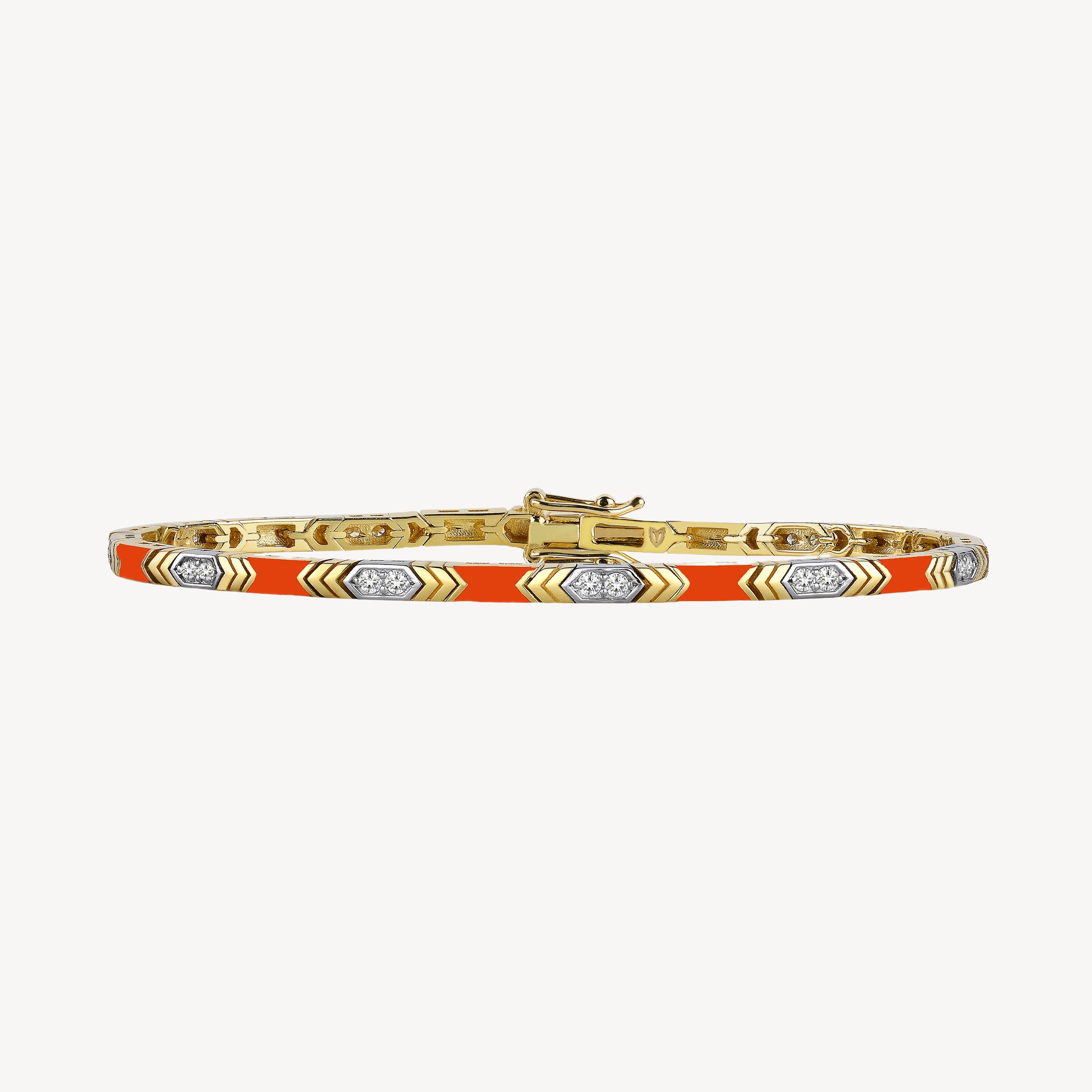 Reflection Enamel Orange Diamond Bracelet