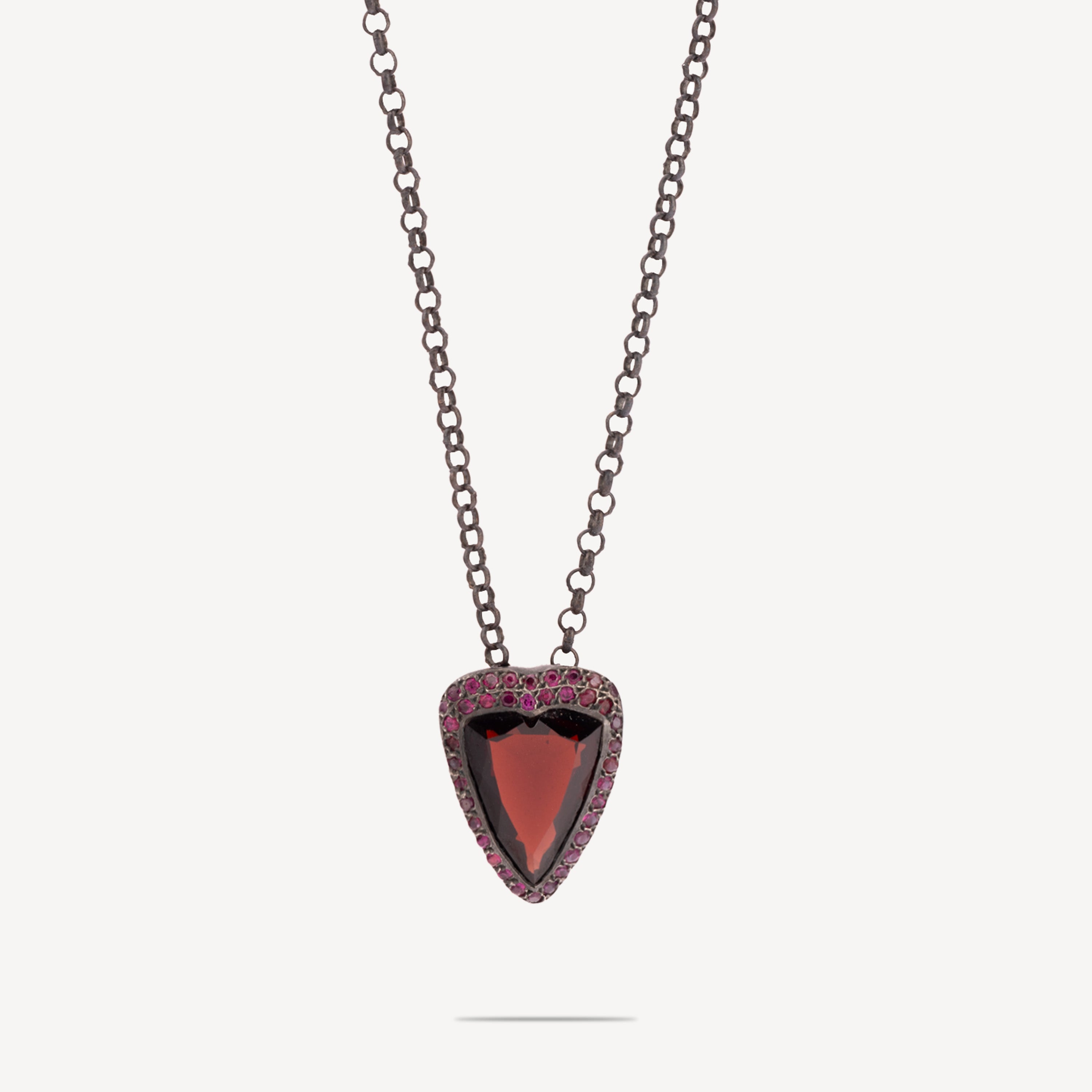 Garnet and Ruby Heart Necklace