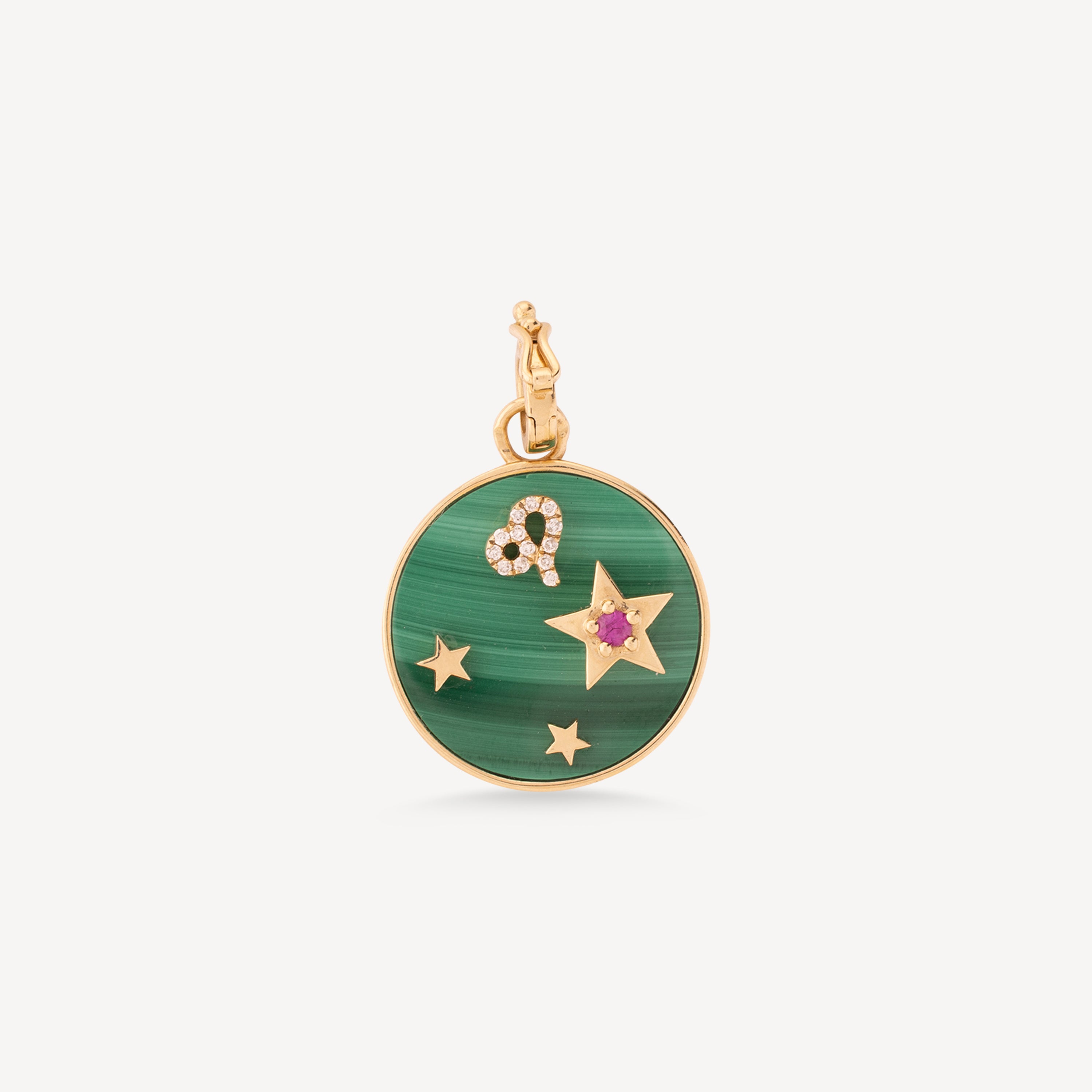 Pendant Small Malachite Zodiac Leo