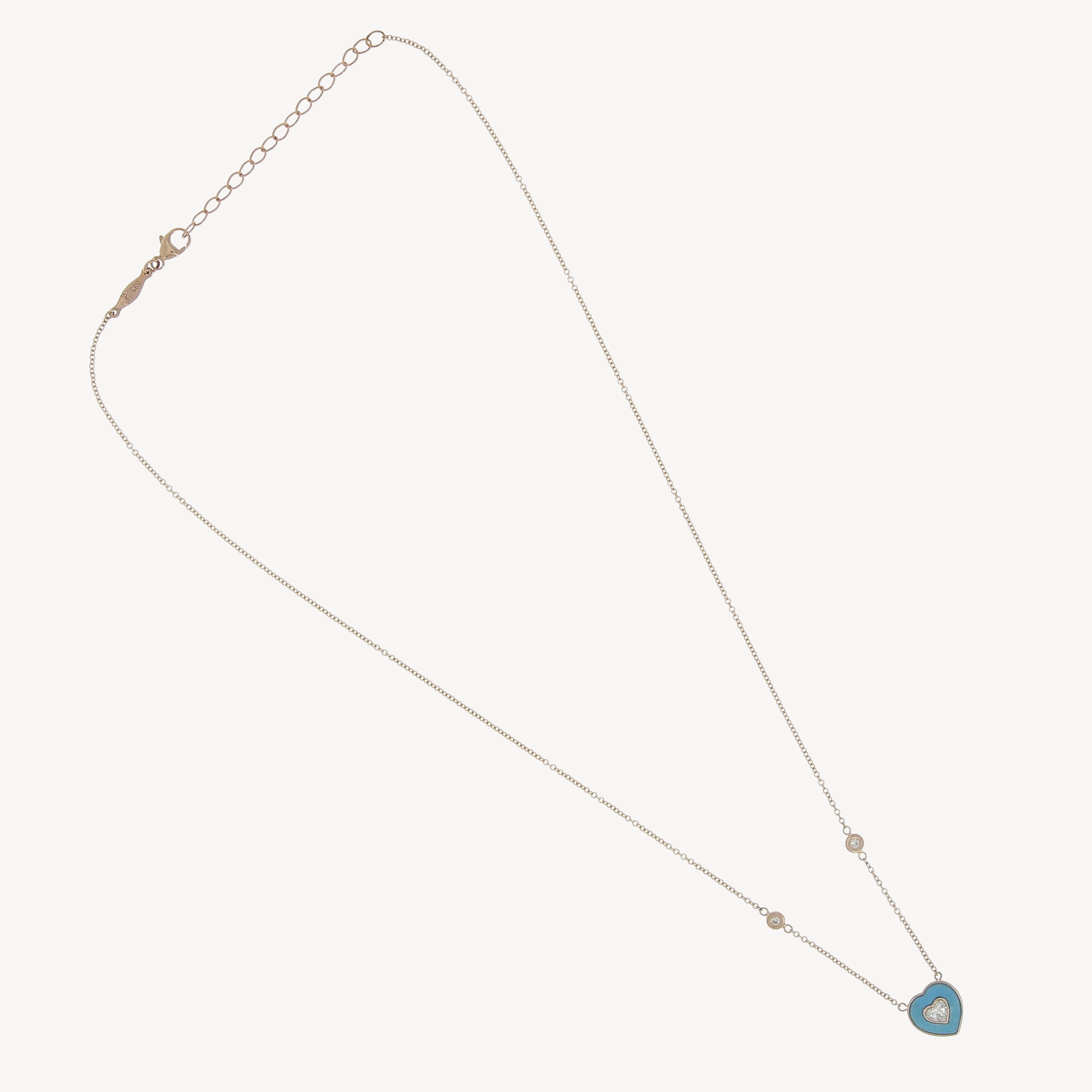 Turquoise heart necklace with diamond