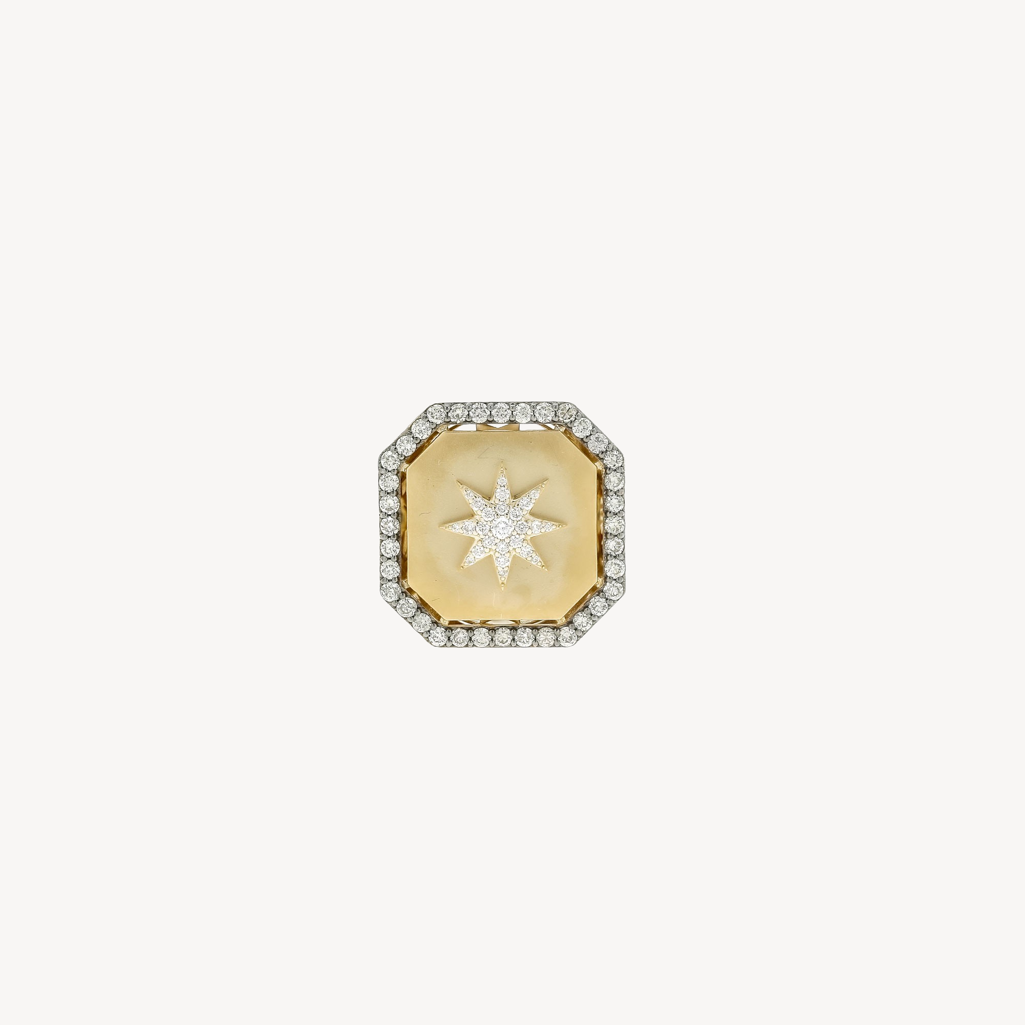 Star Square Large Diamond Ring Rose Gold